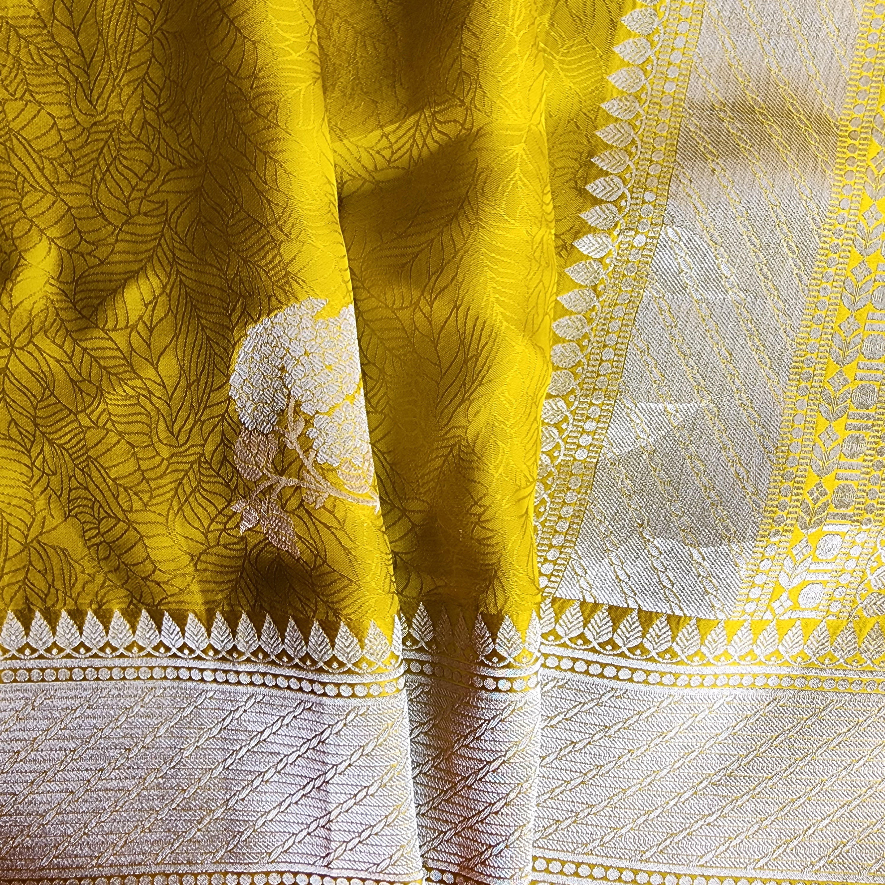 Mustard Yellow Mashru Katan Silk Saree