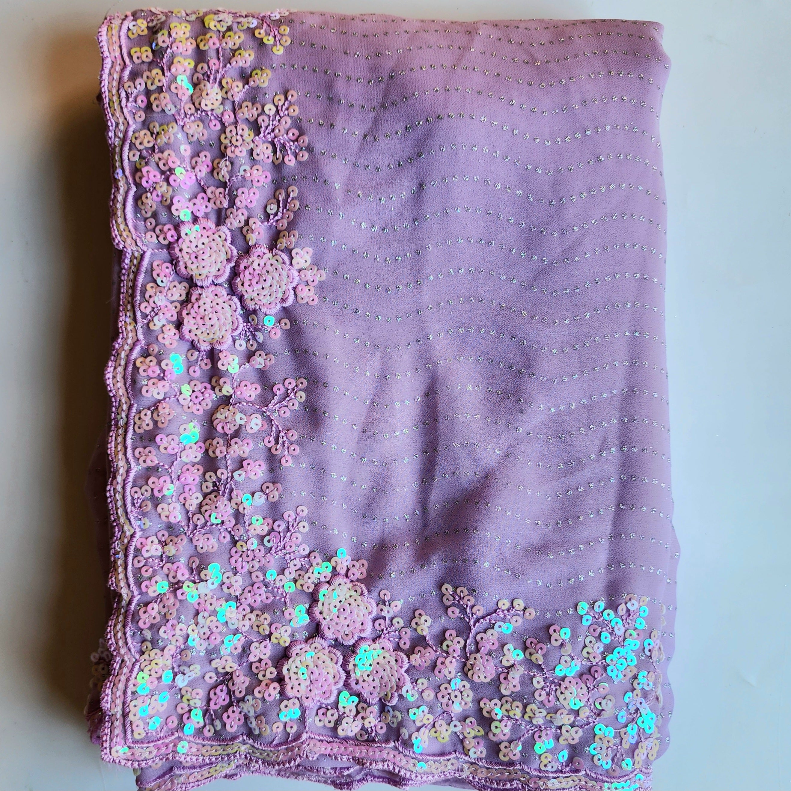 Dusty Orchid Designer Sequinned Saree
