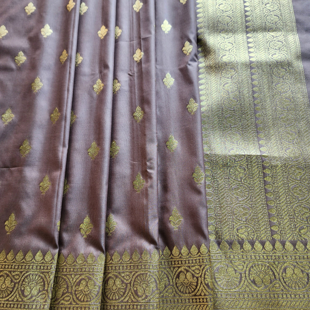 Mauve Banarasi Tapetta Silk Leaf Weave Dupatta