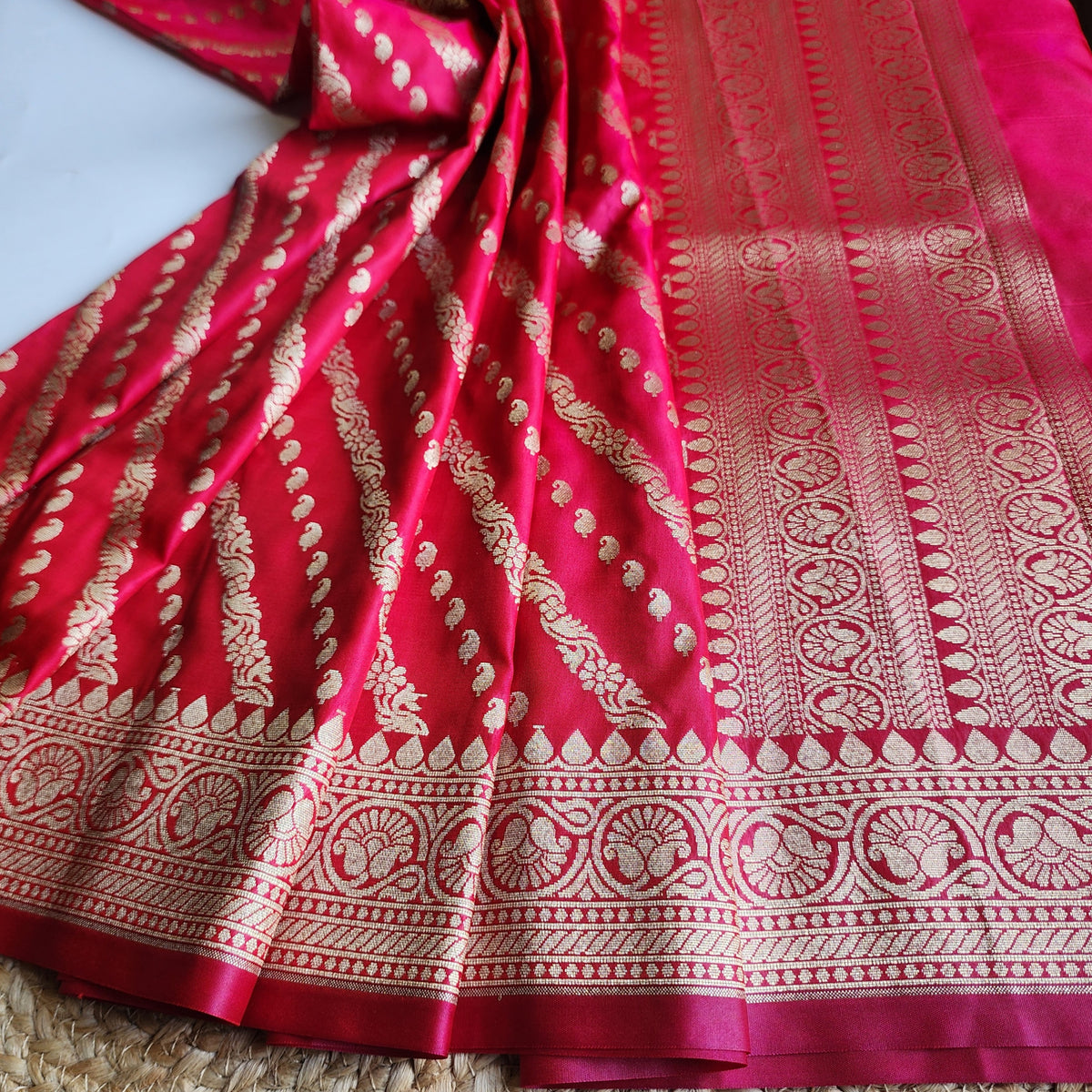 Rani Pink - Banarasi Leheriya Style Dupatta
