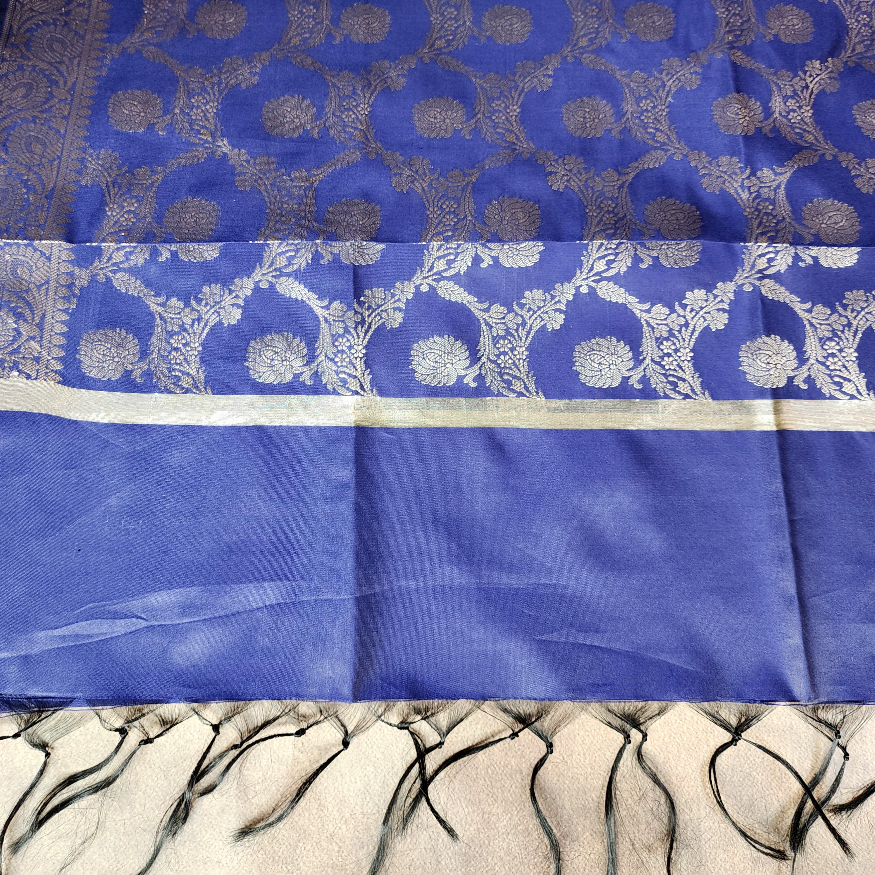 Royal Blue Semi Silk Zari Dupatta