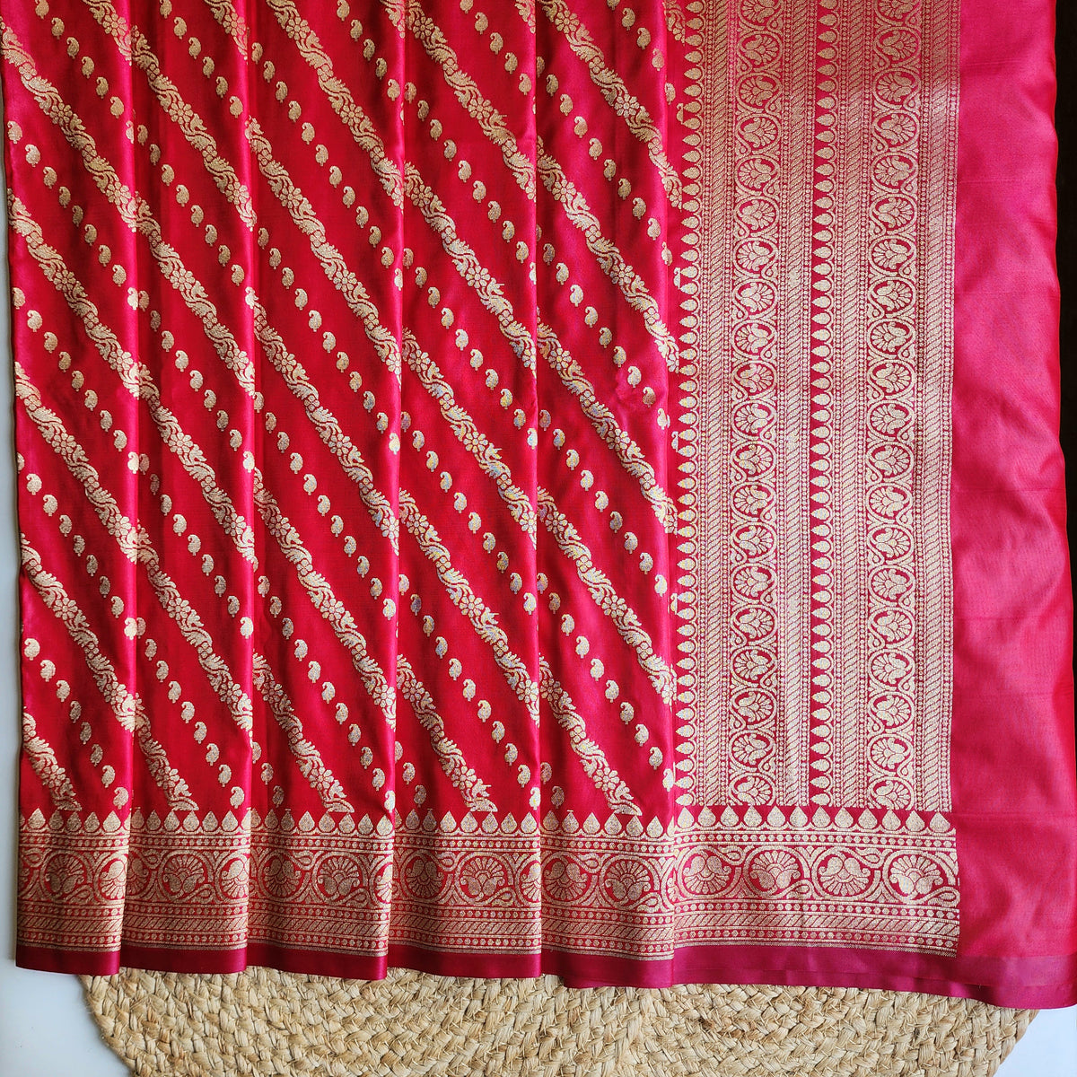 Rani Pink - Banarasi Leheriya Style Dupatta
