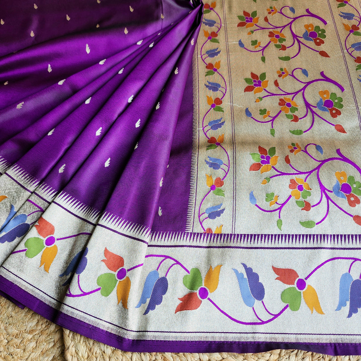 Raahi - Violet Paithani Silk Saree with Stitched Blouse