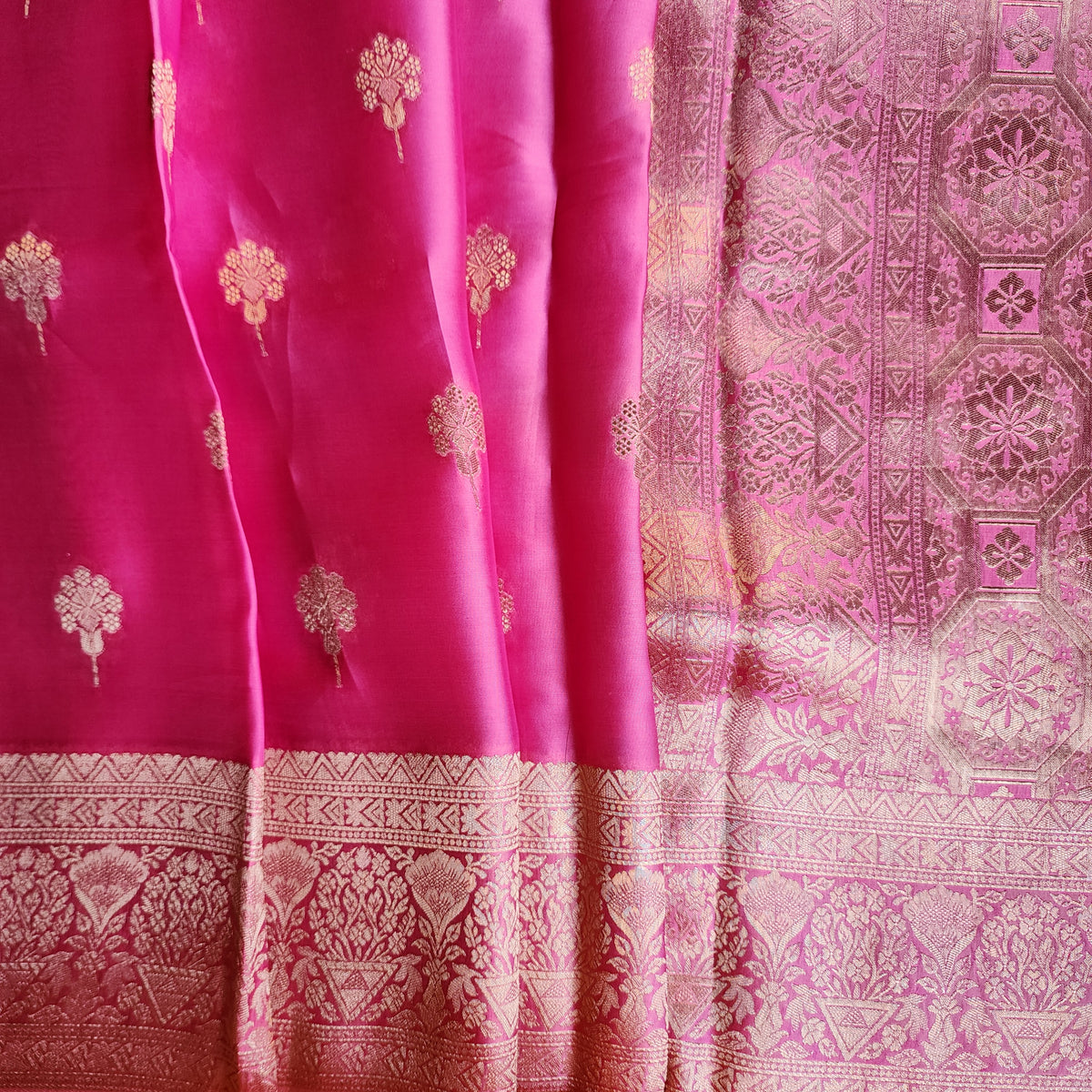 Lilac Pink Mashru Katan Silk Saree
