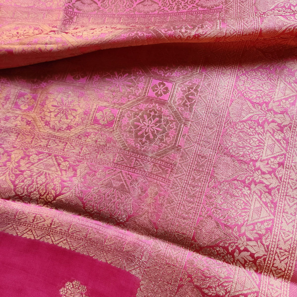 Lilac Pink Mashru Katan Silk Saree