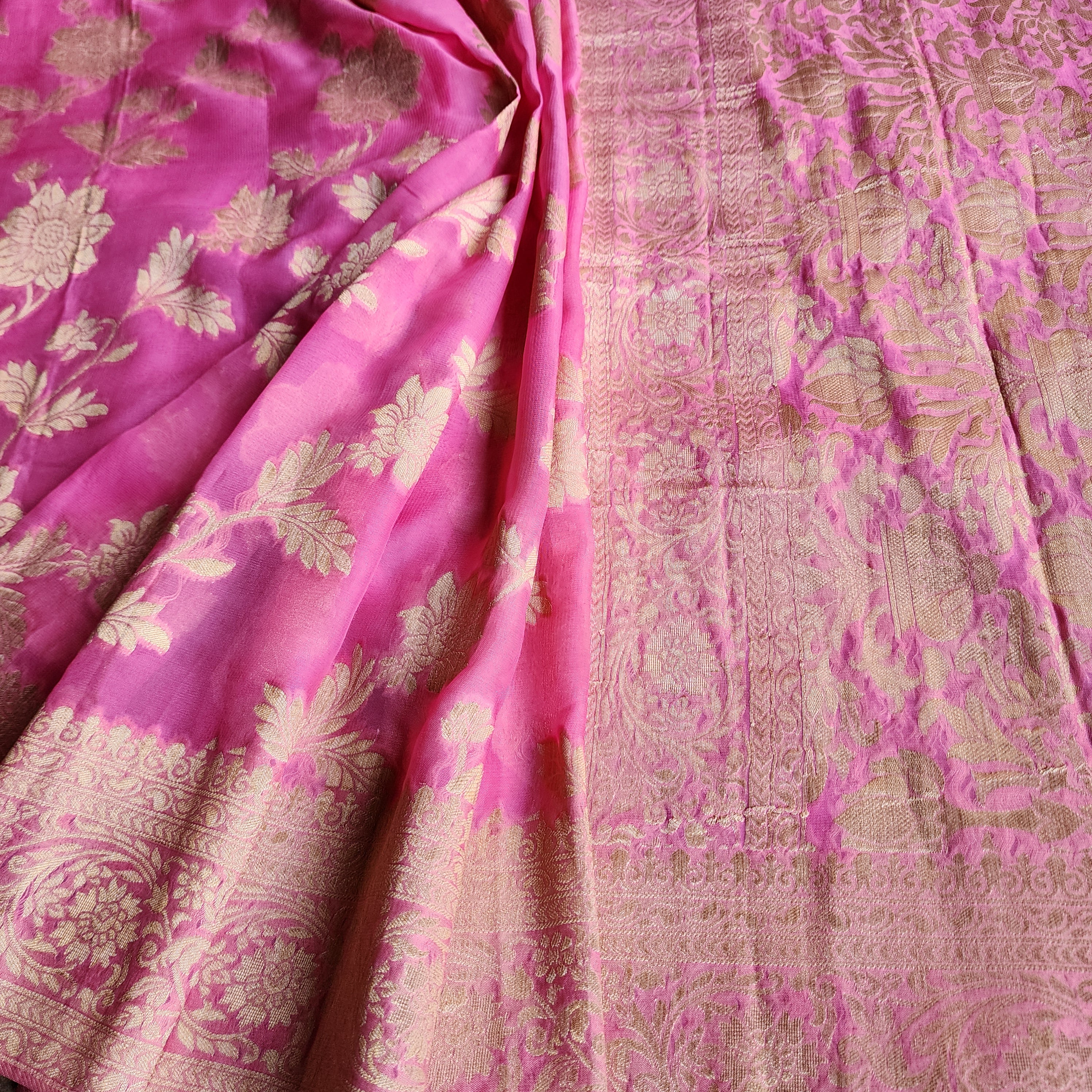 Khaddi Georgette Pure Banarasi Saree in Magenta