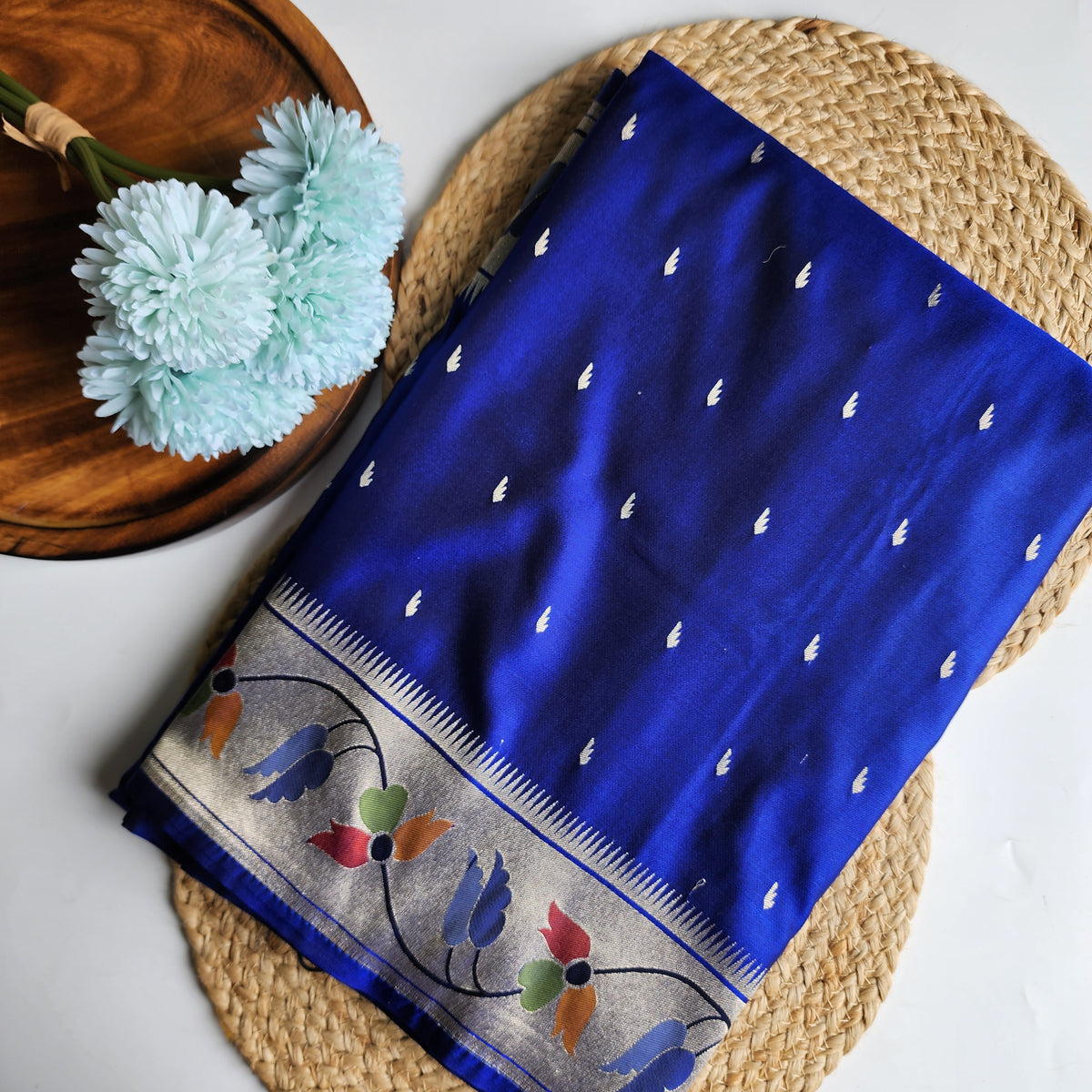 Raahi - Royal Blue Paithani Silk Saree with Stitched Blouse