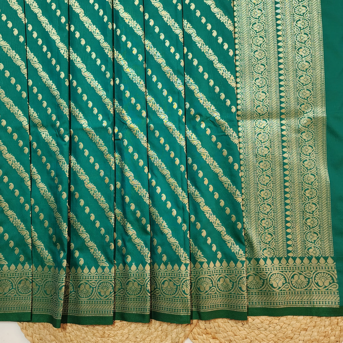 Teal Blue - Banarasi Leheriya Style Dupatta