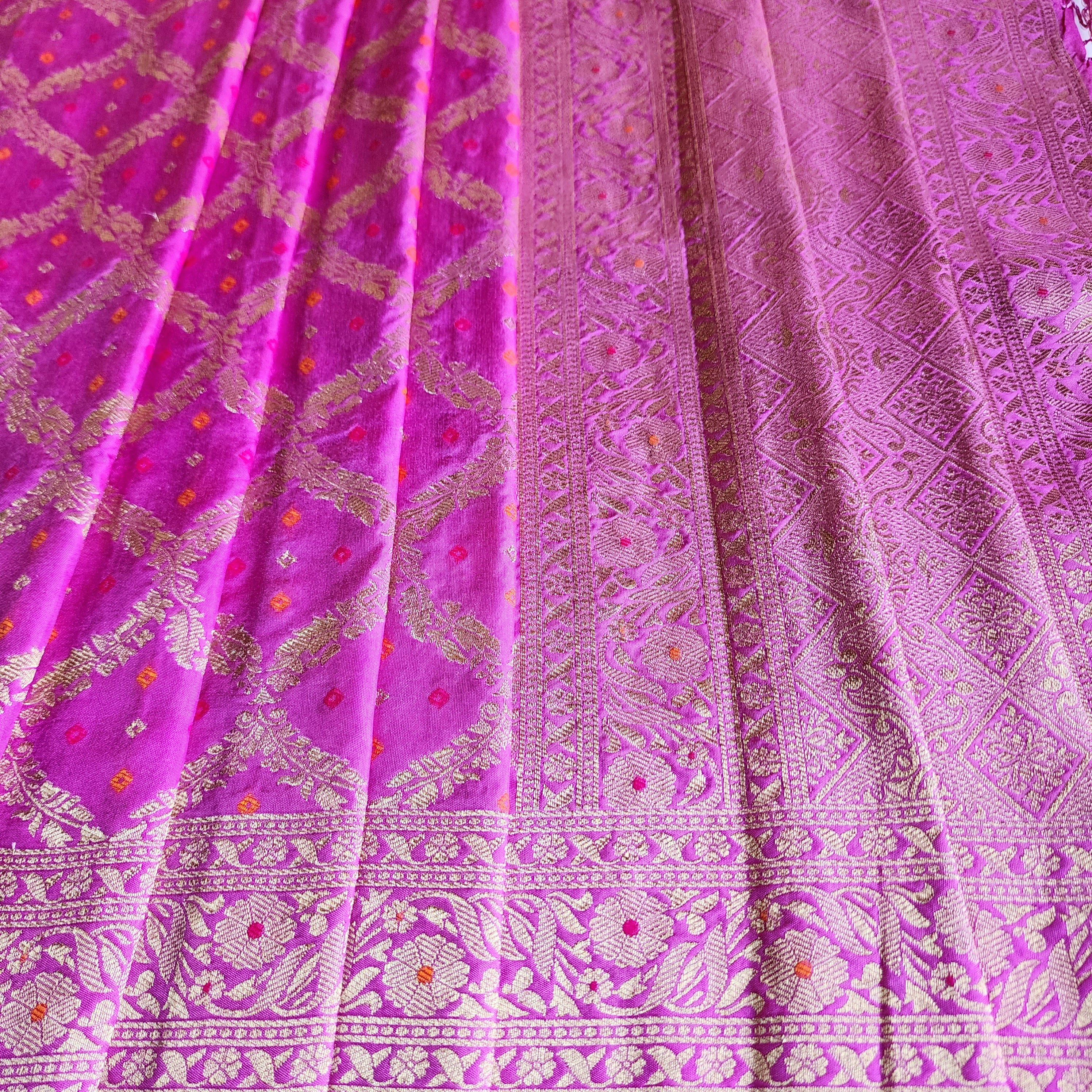 Orchid Purple Bandhani Dupatta with Traditional Jaal