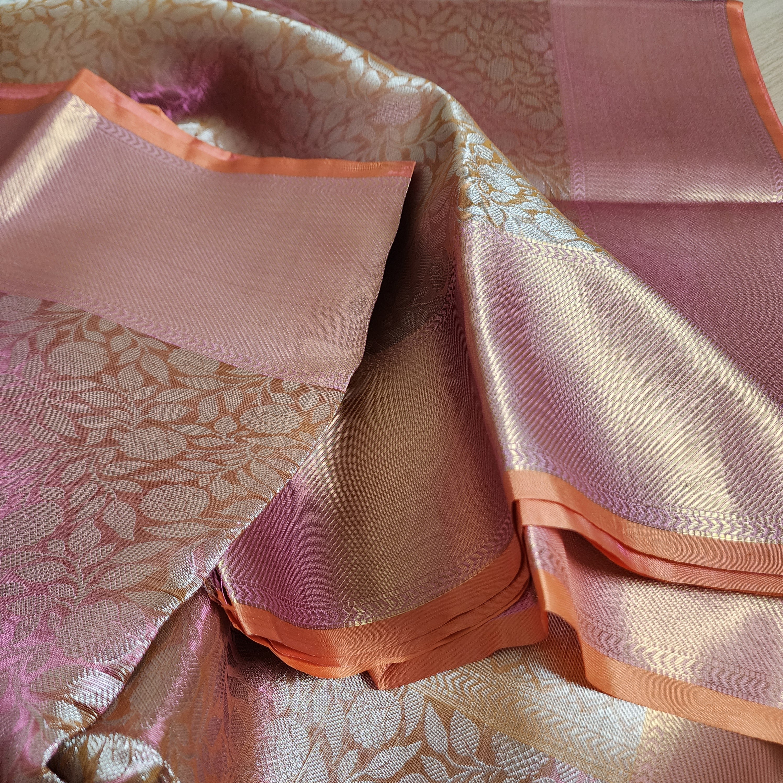 Kanjivaram style tissue Saree |Soft Dual pastel shade