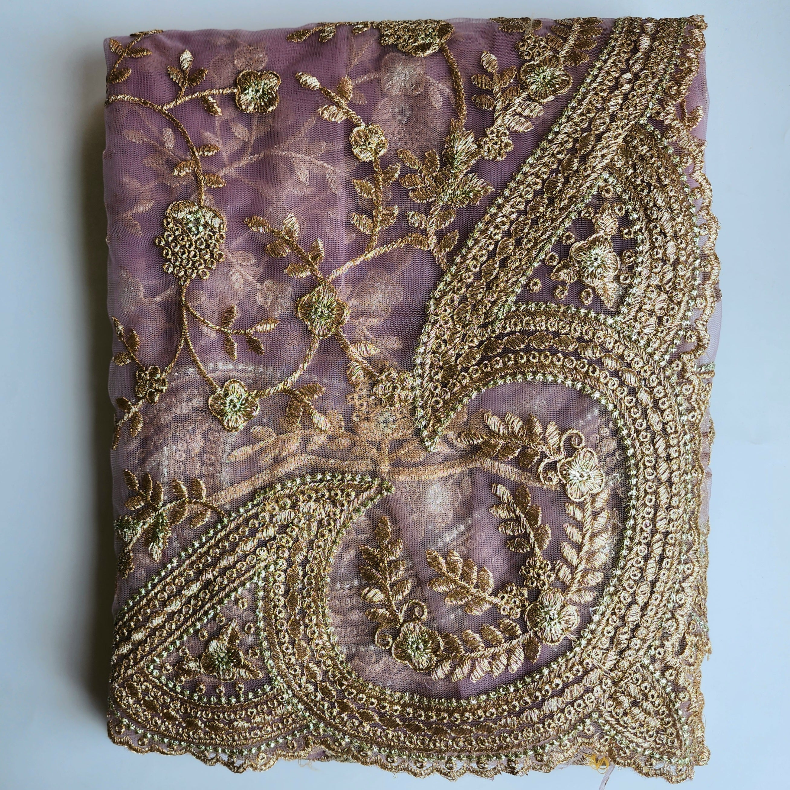 Pink Zardozi Embroidered Embellished Designer Net Saree