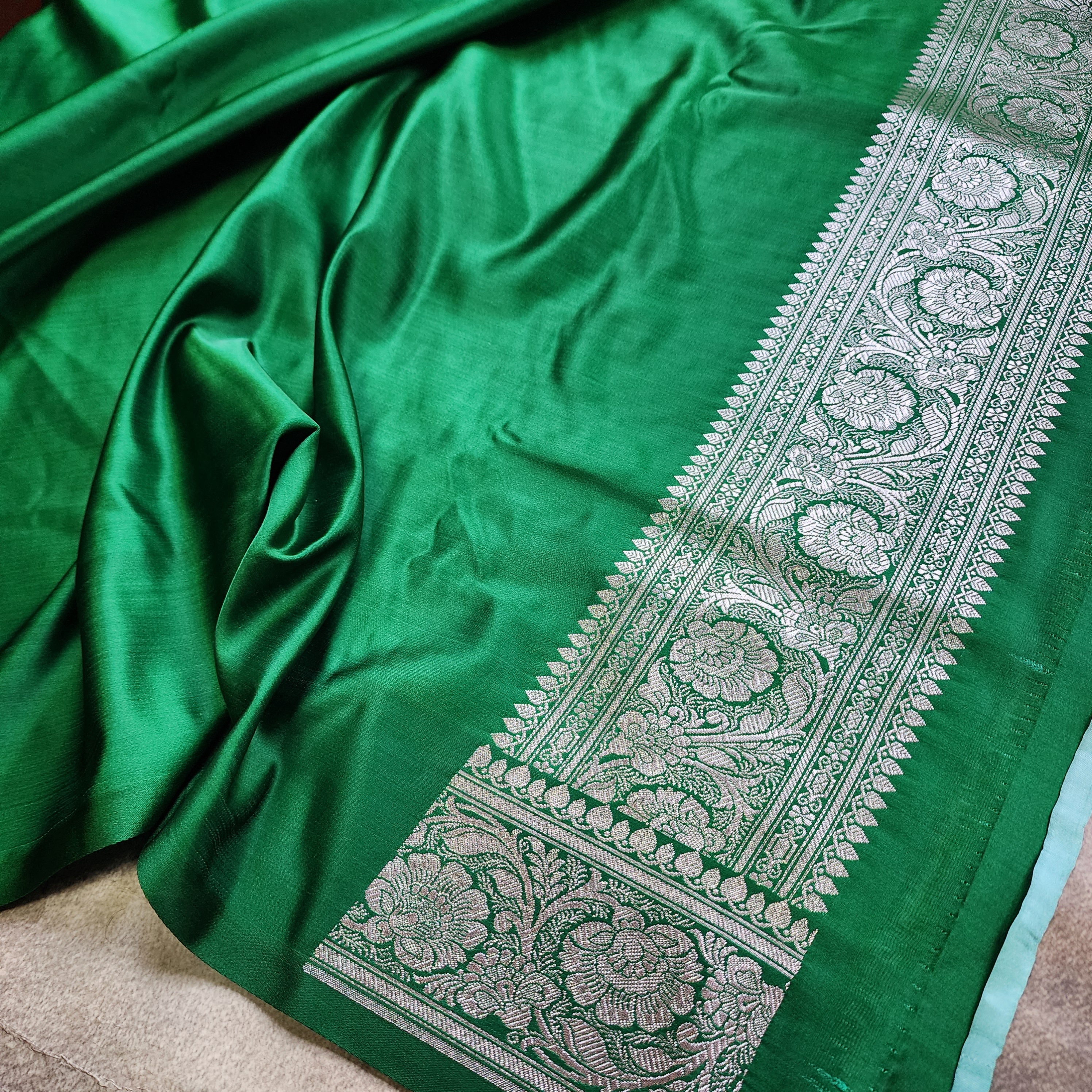 Rose Pink Pure Banarasi Katan Silk Saree with light Gold Zari Weaving