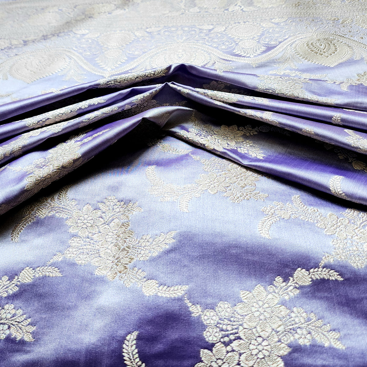 Mauve Banarasi Katan Silk Saree with Floral Vine Jaal