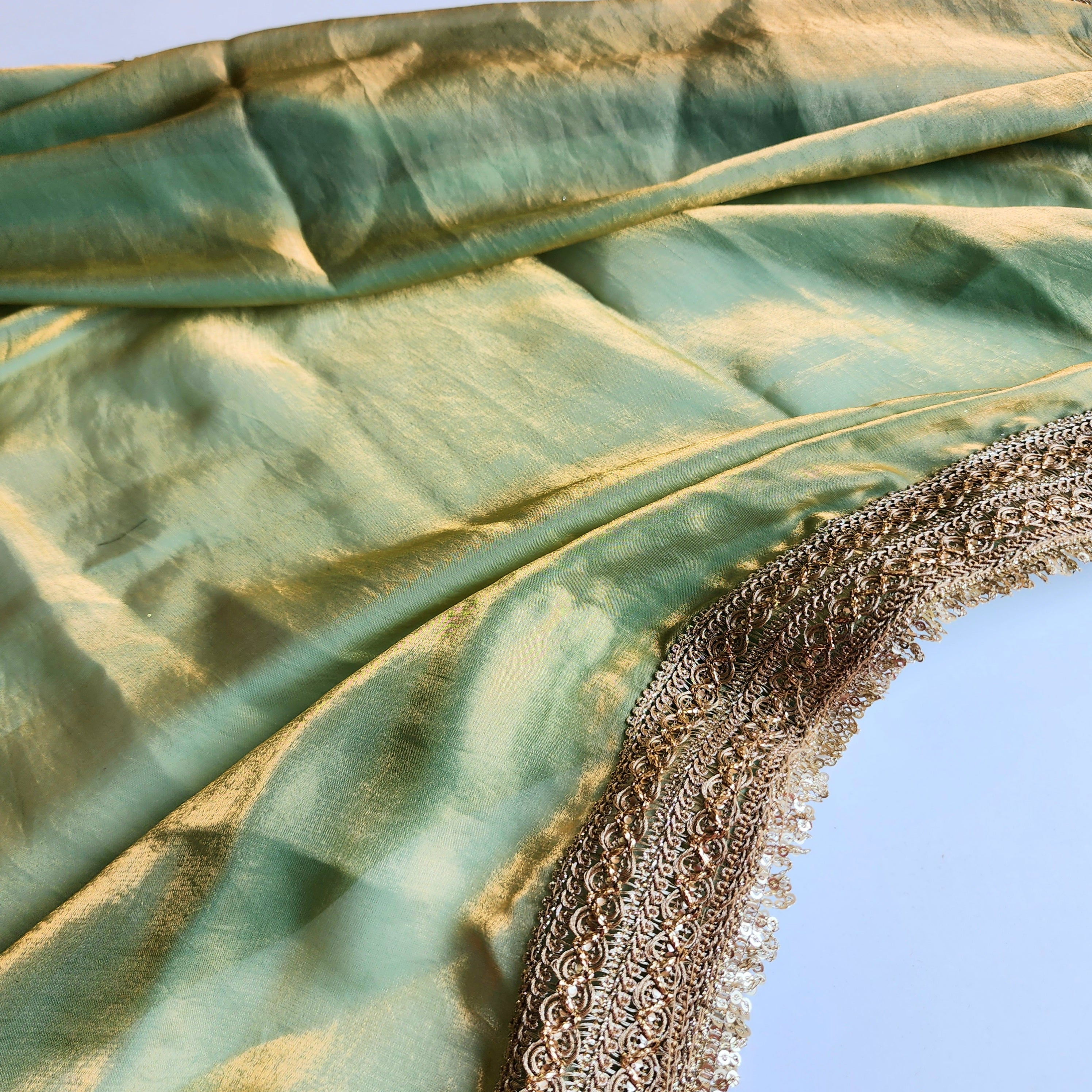 Pastel Green Designer Chiffon Silk Saree