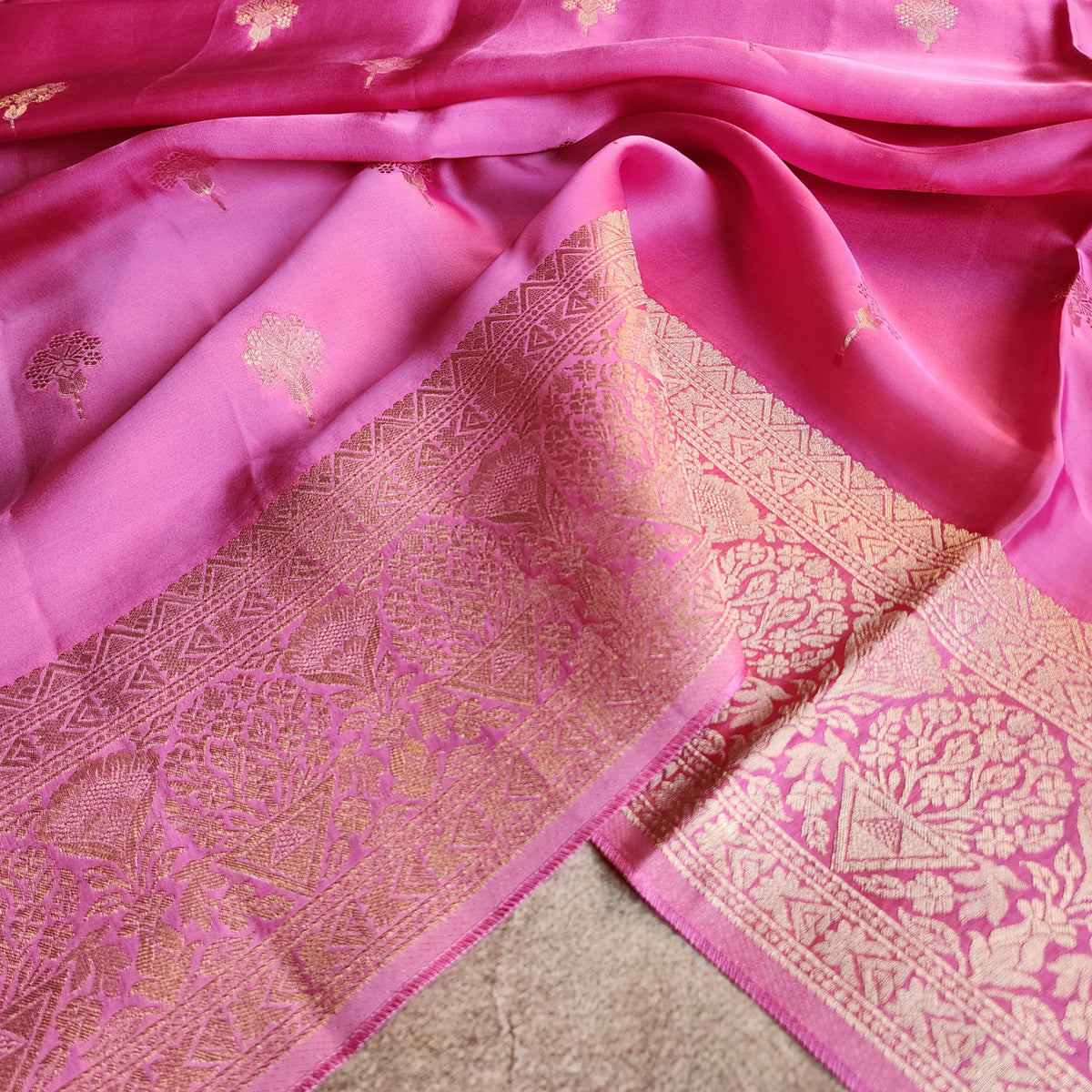 Lilac Pink Mashru Katan Silk Saree
