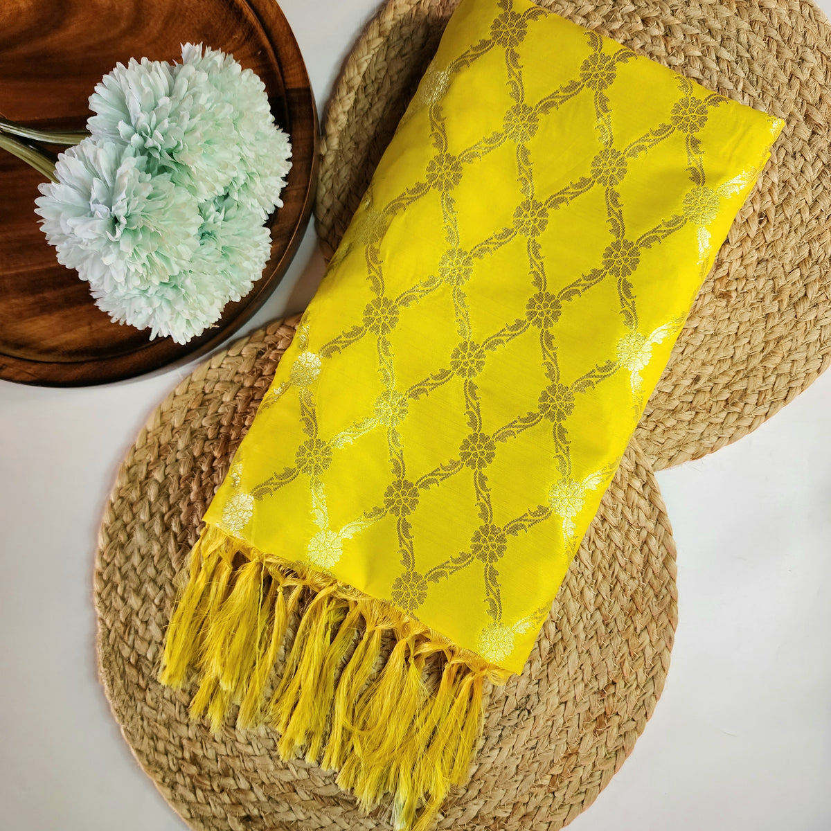 Banarasi Tapetta Silk - Sunshine Zari Jaal Dupatta
