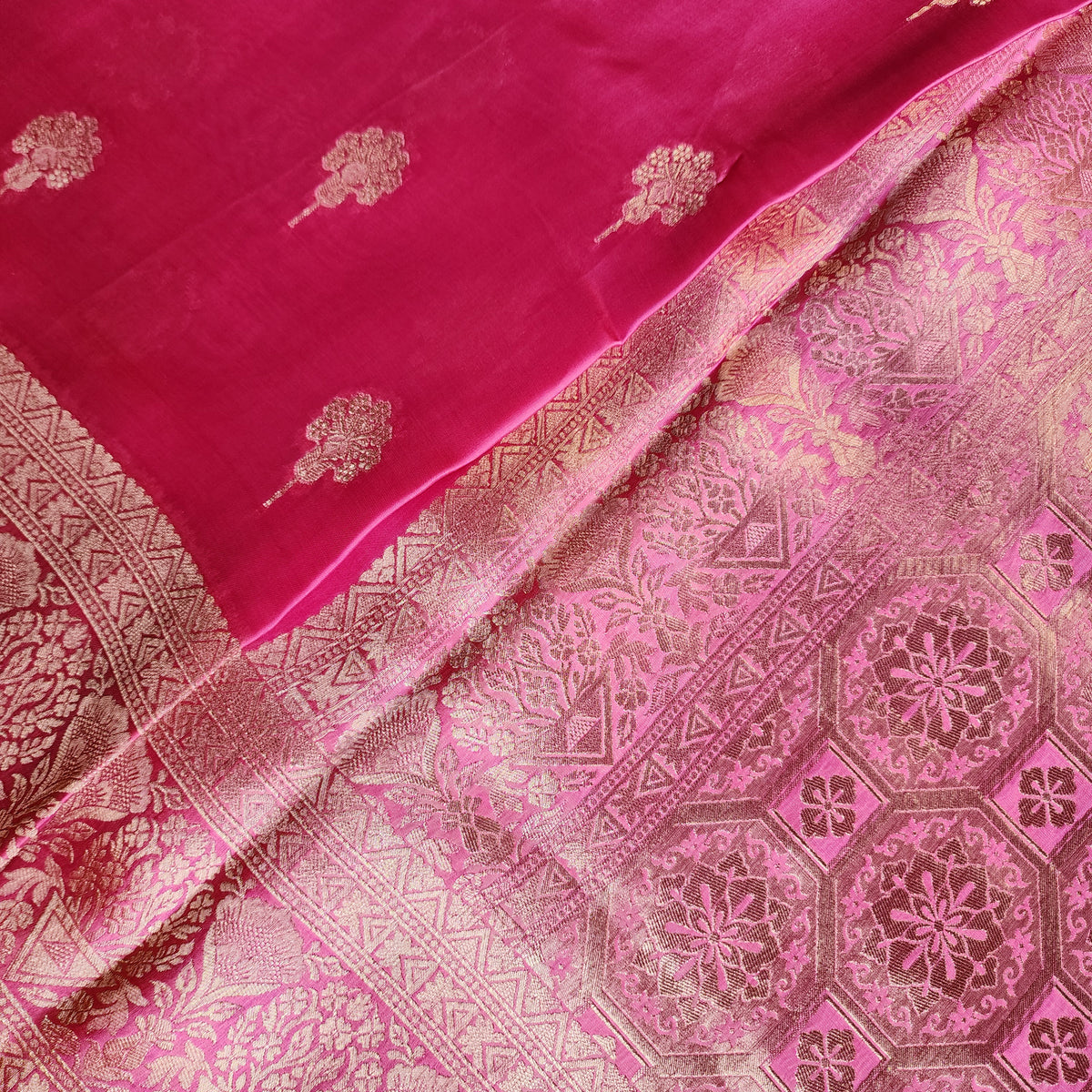 Lilac Pink Mashru Katan Silk Saree