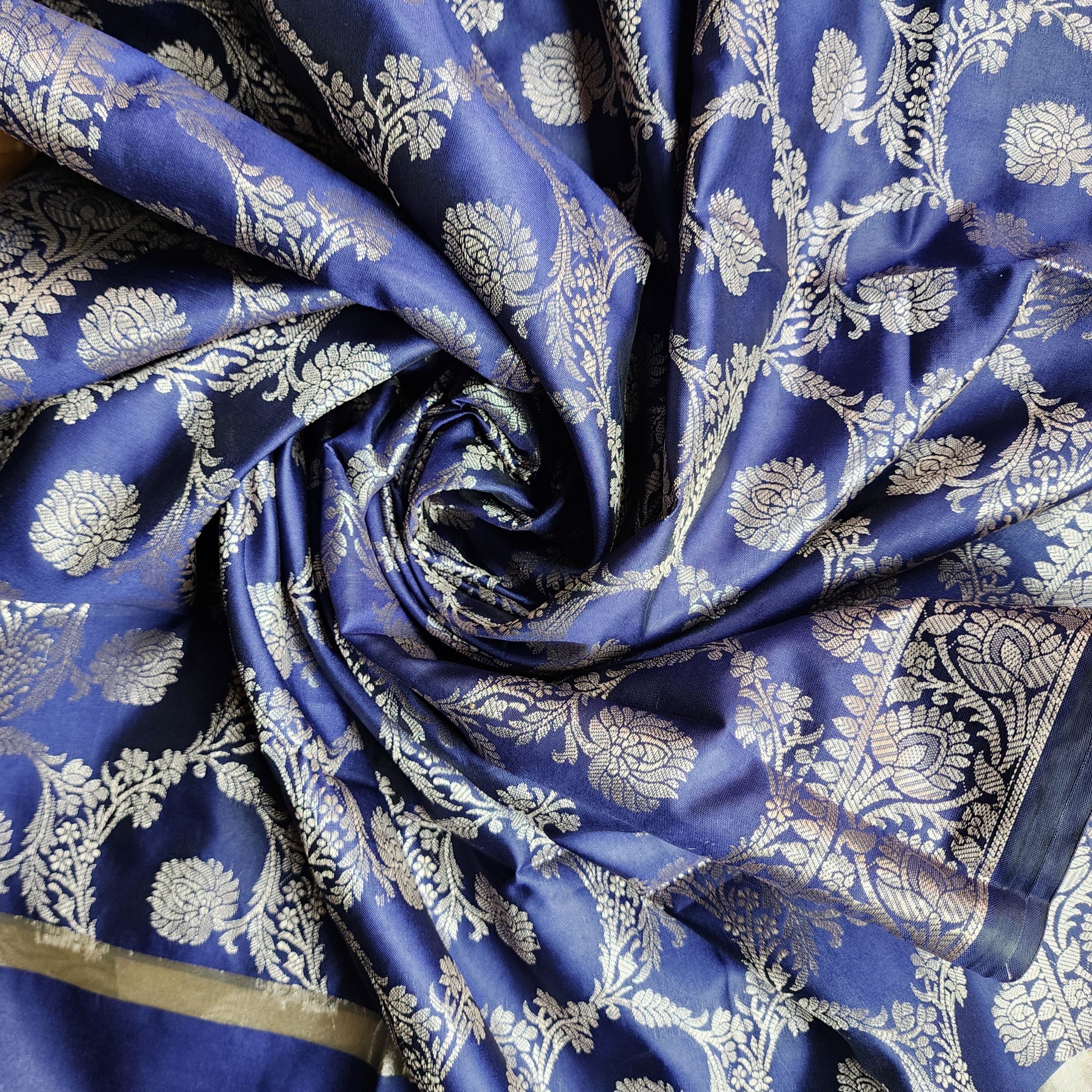 Royal Blue Semi Silk Zari Dupatta