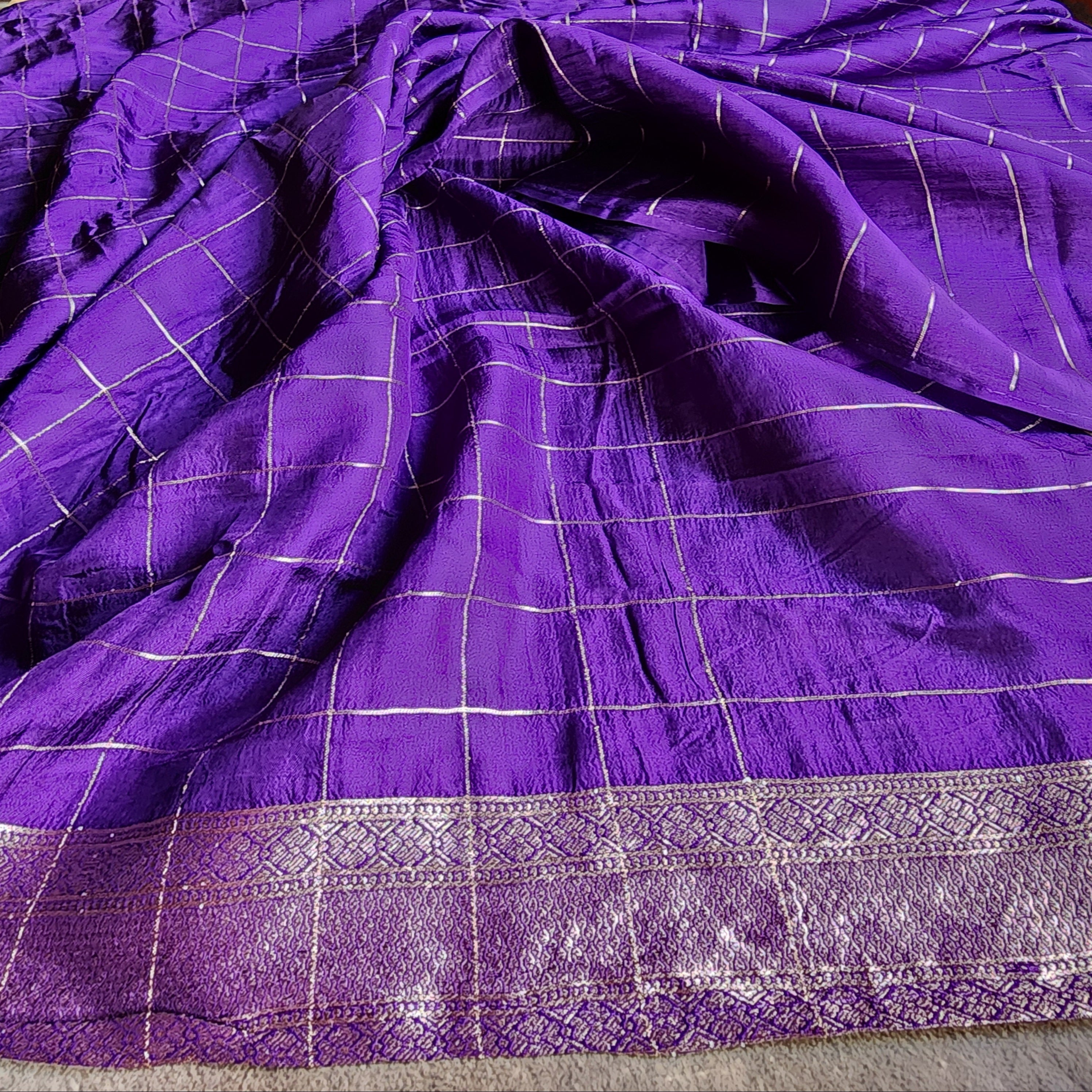 Royal Purple Dupion Silk Saree with Zari Motifs