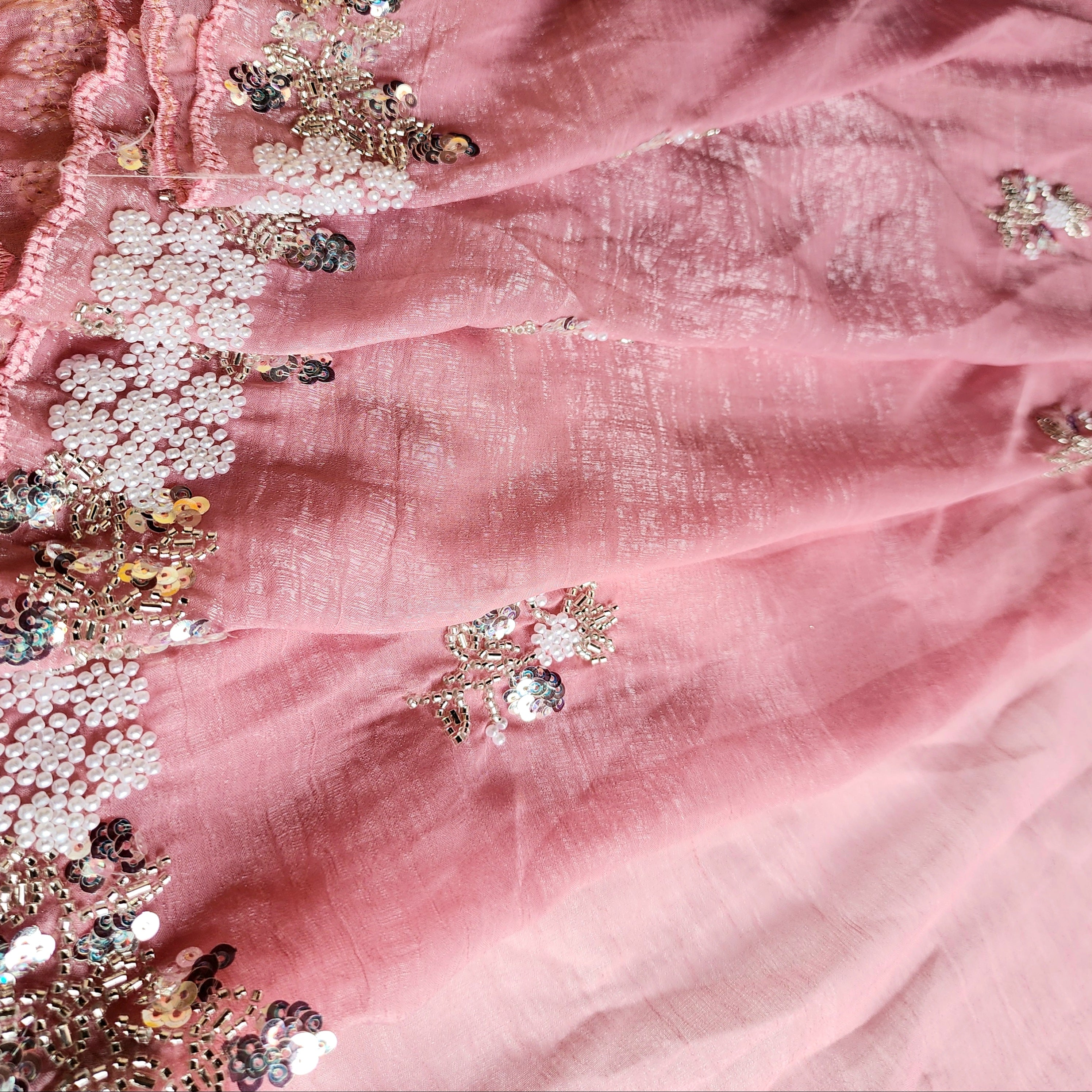 Soft Pink Designer Chiffon Silk Saree