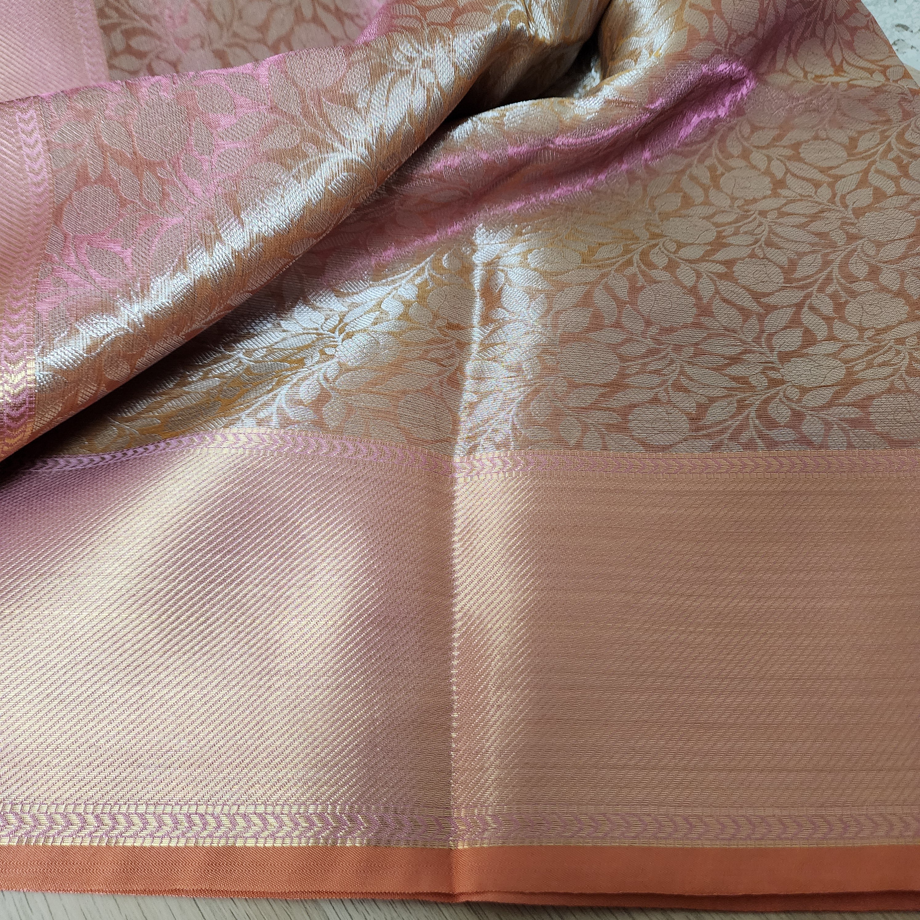 Kanjivaram style tissue Saree |Soft Dual pastel shade