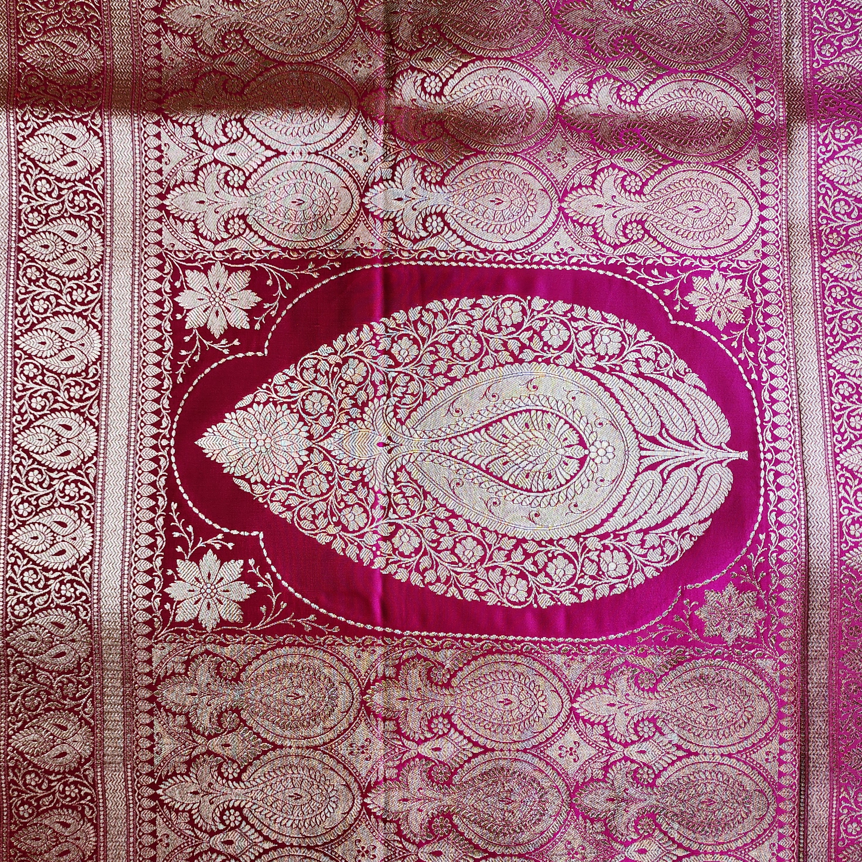 Dhoop Chhaon Magenta Banarasi Katan Silk Saree