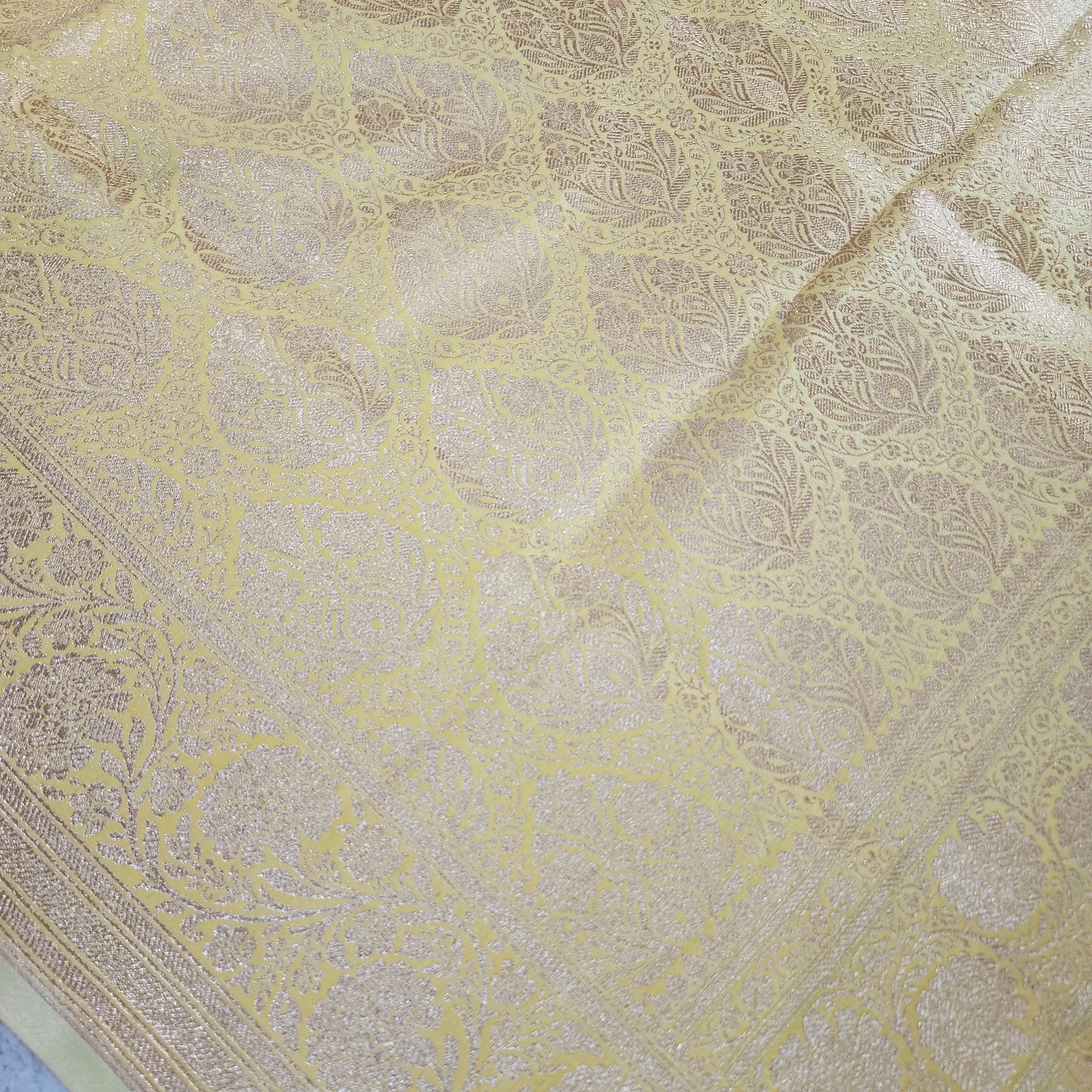 Rich Lemon Yellow Banarasi Silk Saree with Gold Zari Weaving