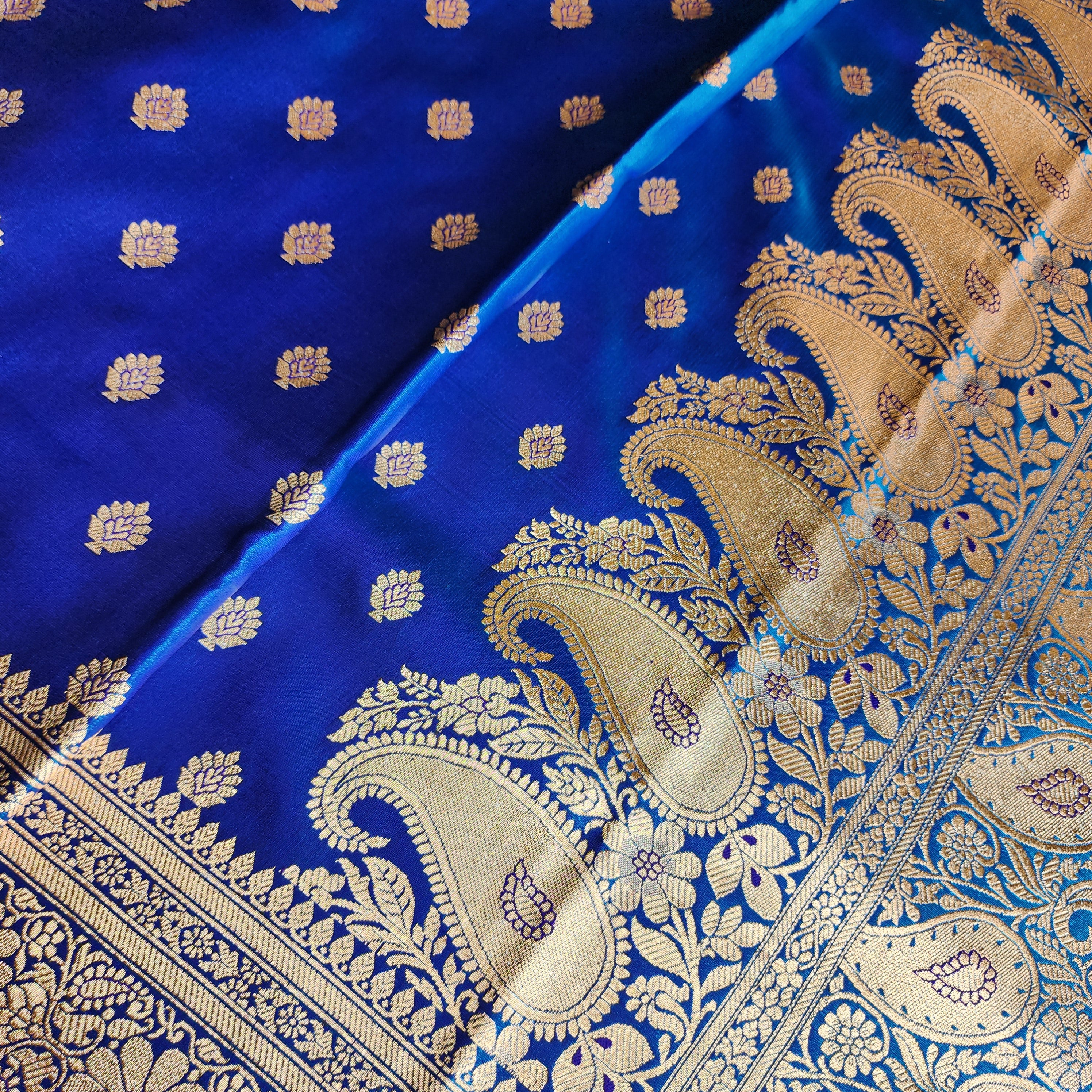 Royal Navy Blue Banarasi Silk Saree with Golden Zari Weave