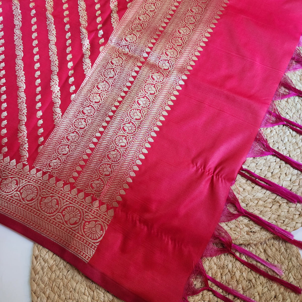 Rani Pink - Banarasi Leheriya Style Dupatta