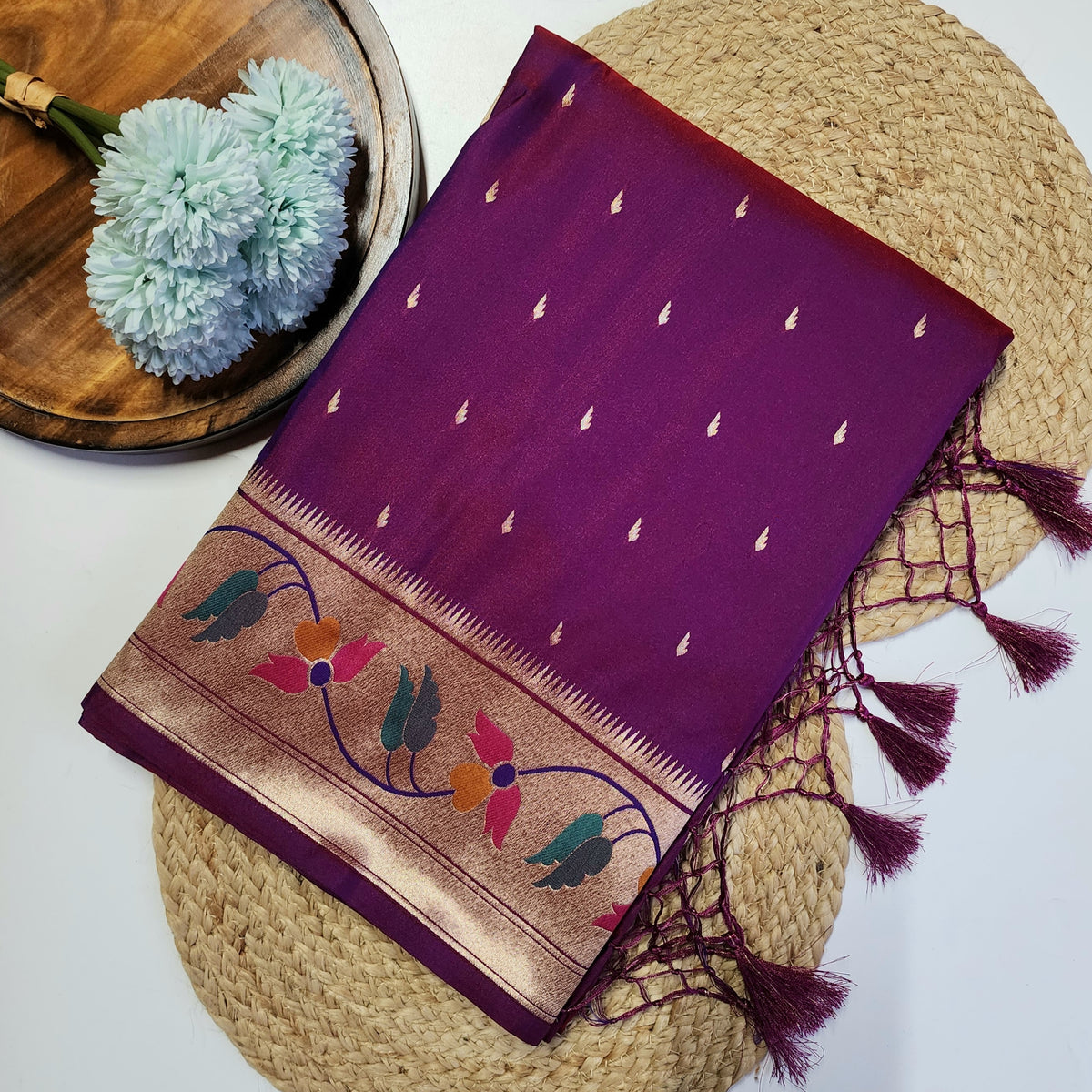 Raahi - Magenta Paithani Silk Saree with Stitched Blouse