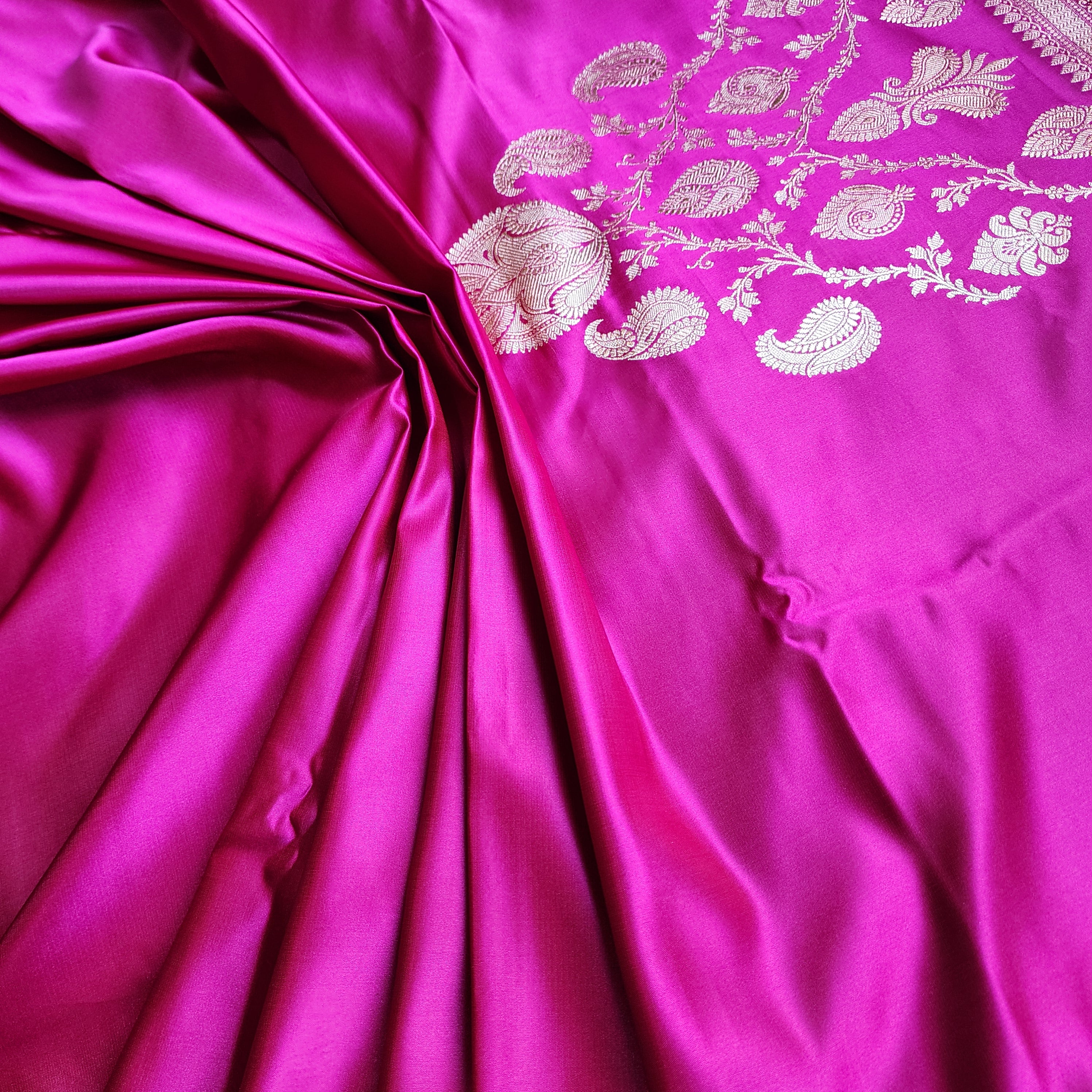 Dhoop Chhaon Magenta Banarasi Katan Silk Saree