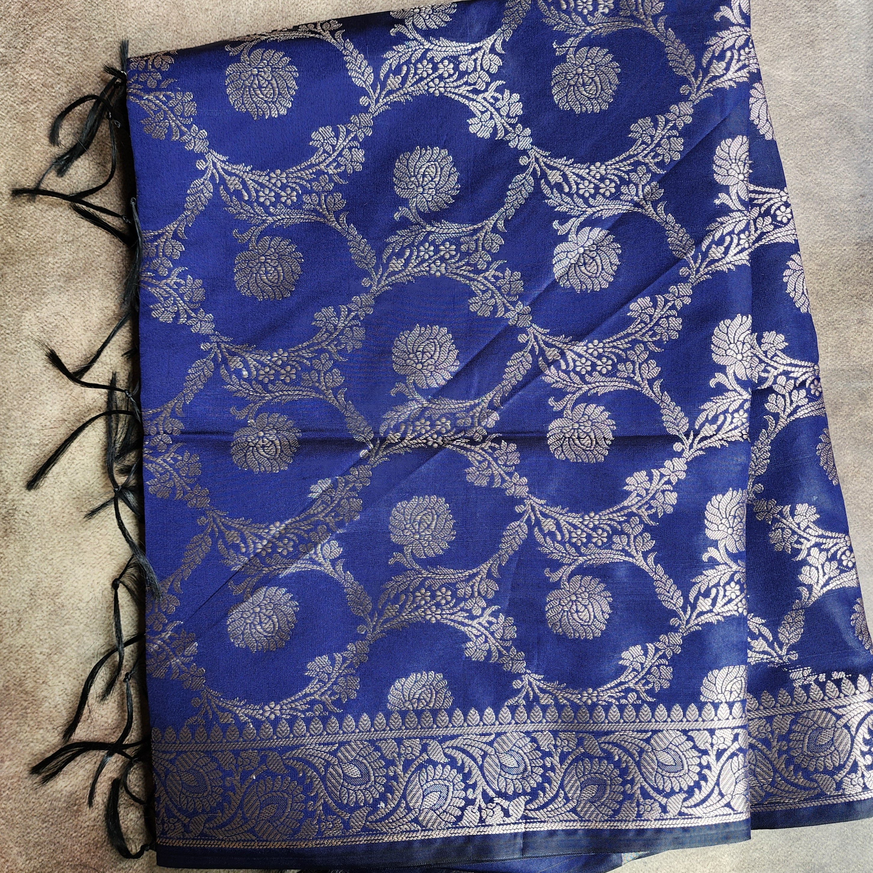 Royal Blue Semi Silk Zari Dupatta