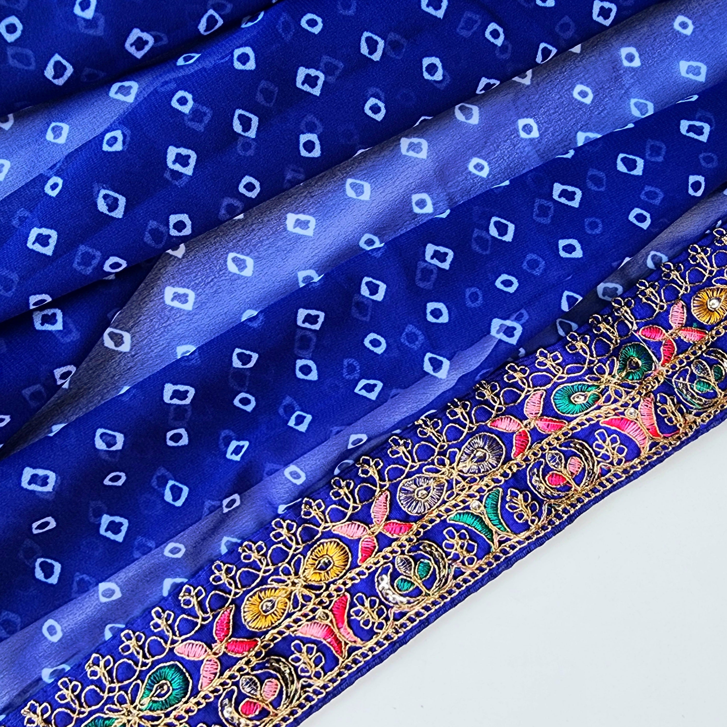 Embroidered Bandhani Designer Saree in Blue