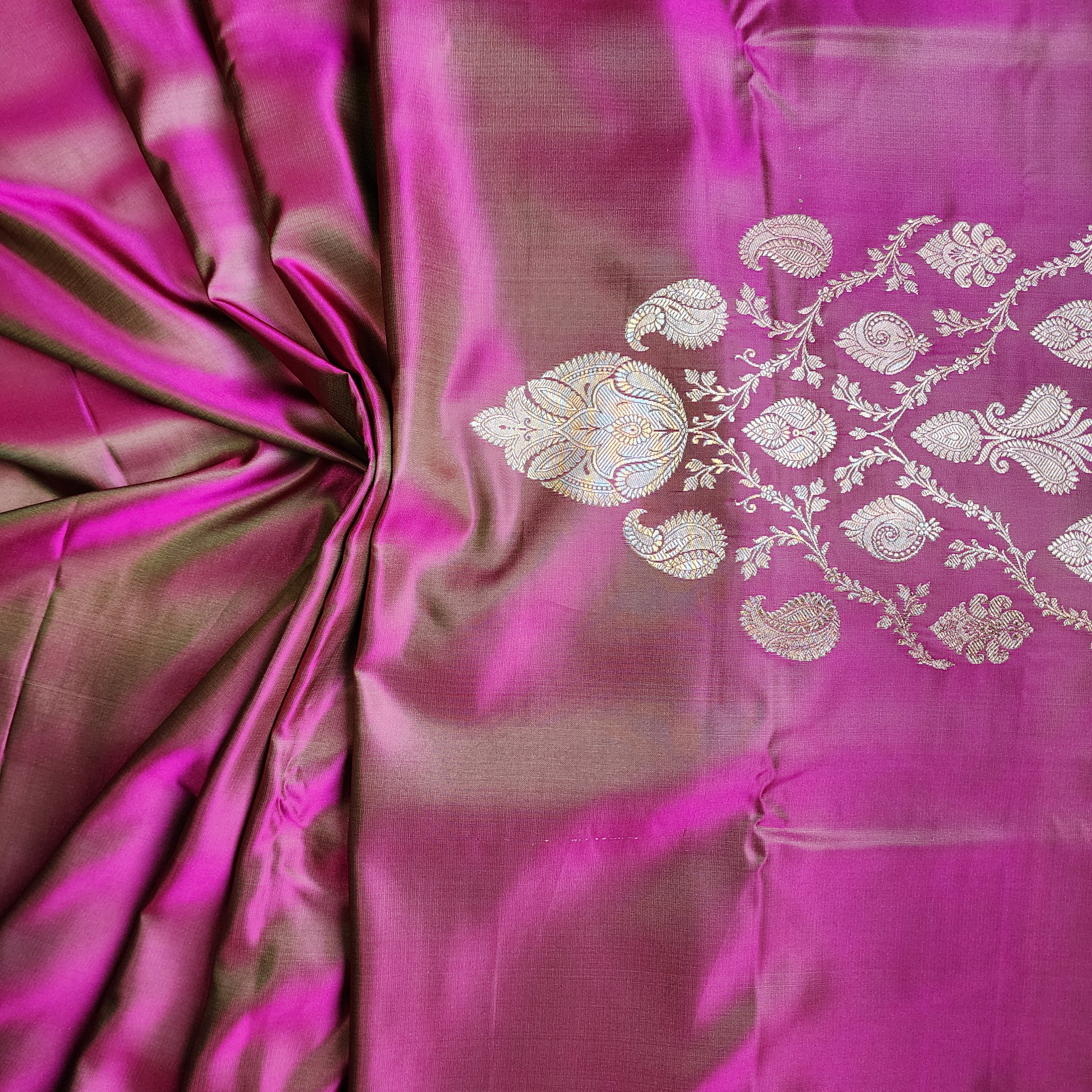 Dhoop Chhaon Mauve Banarasi Katan Silk Saree