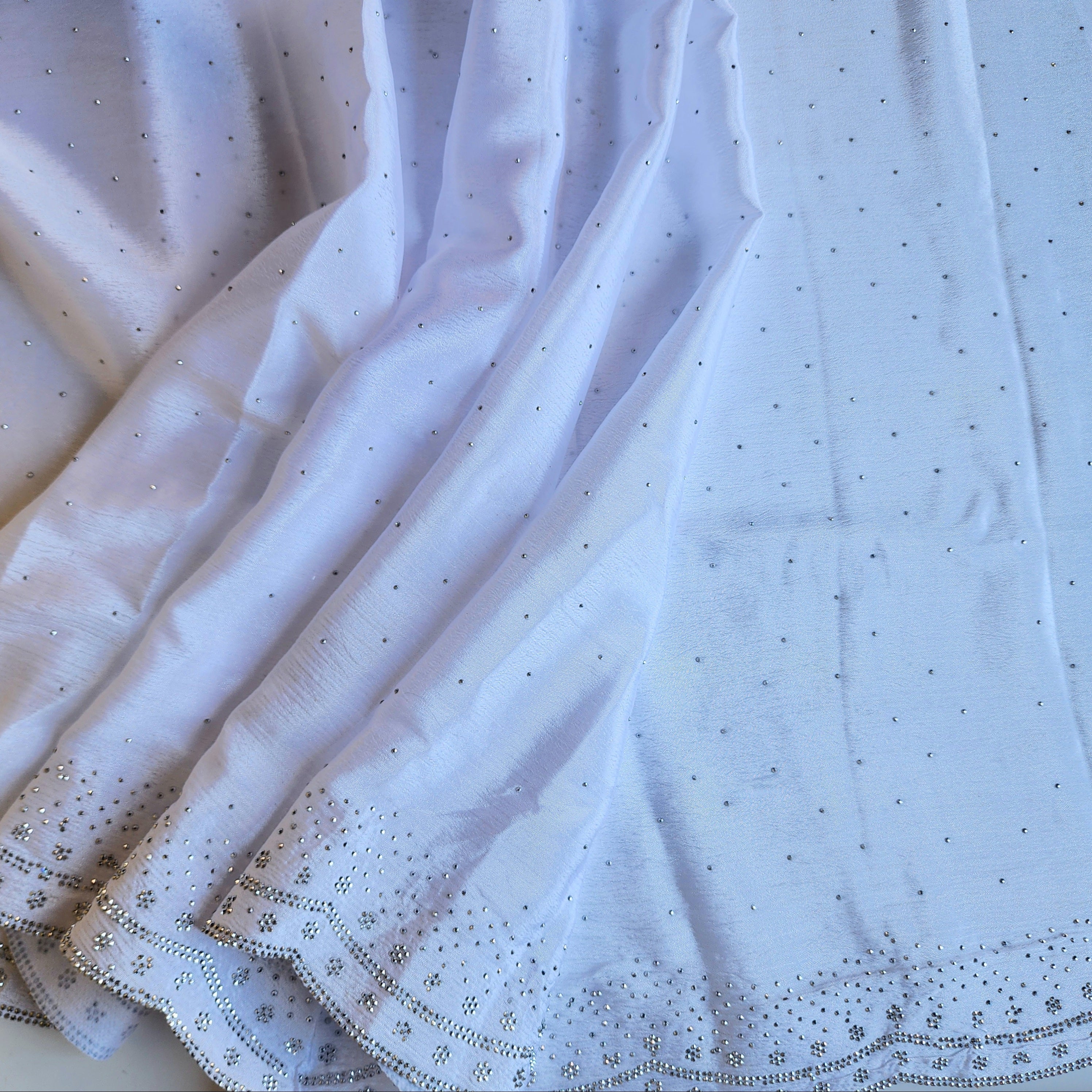 Georgette Designer Sequinned Saree - Frosted Pearl