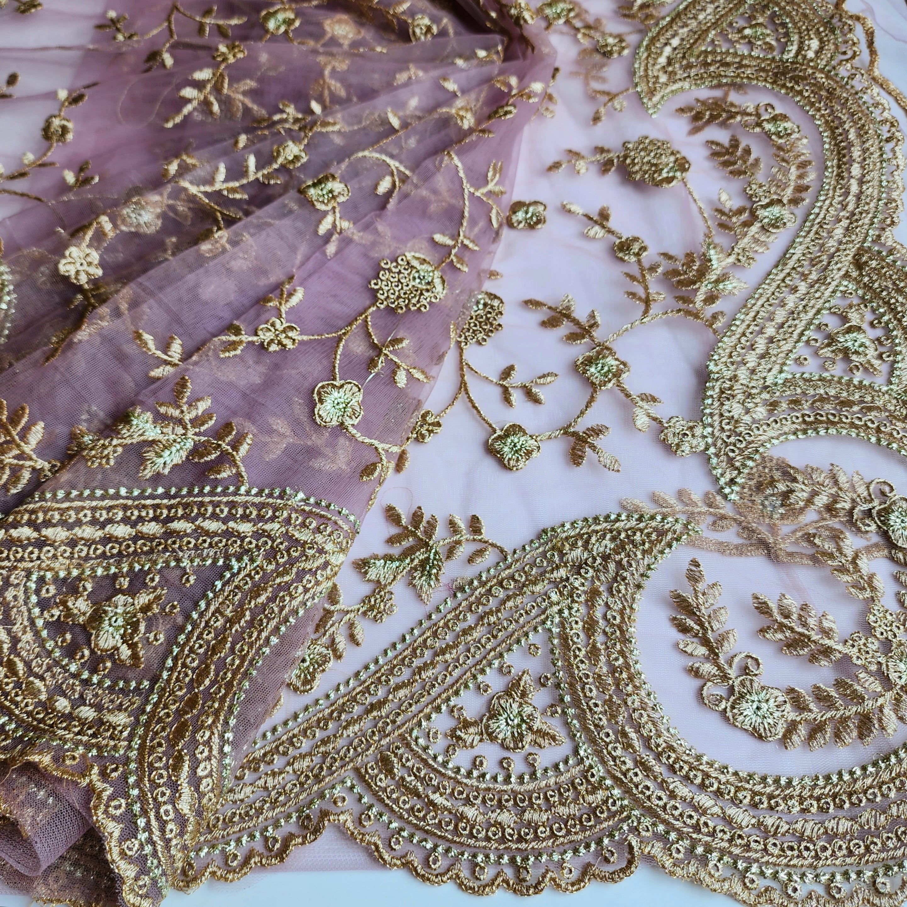 Pink Zardozi Embroidered Embellished Designer Net Saree