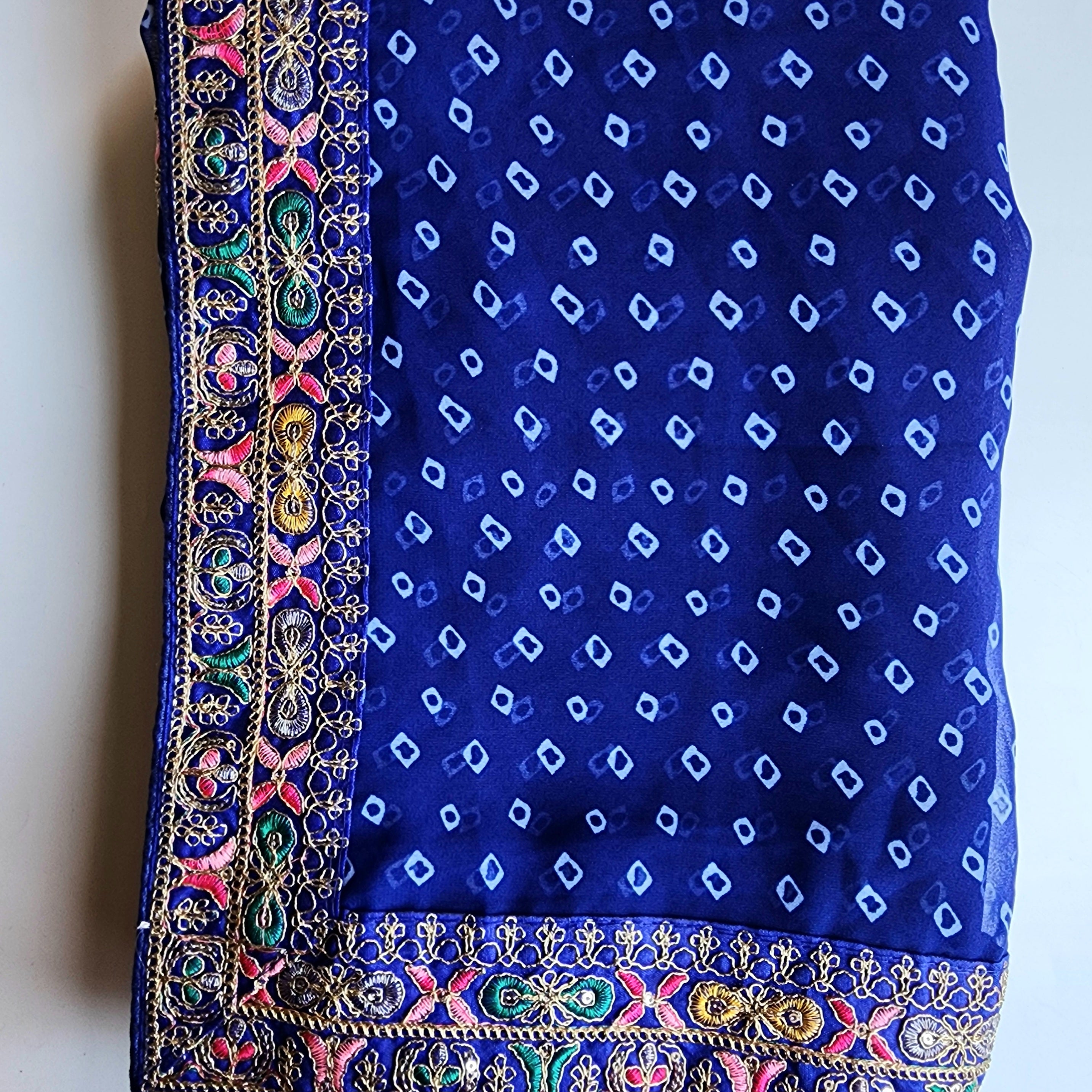 Embroidered Bandhani Designer Saree in Blue