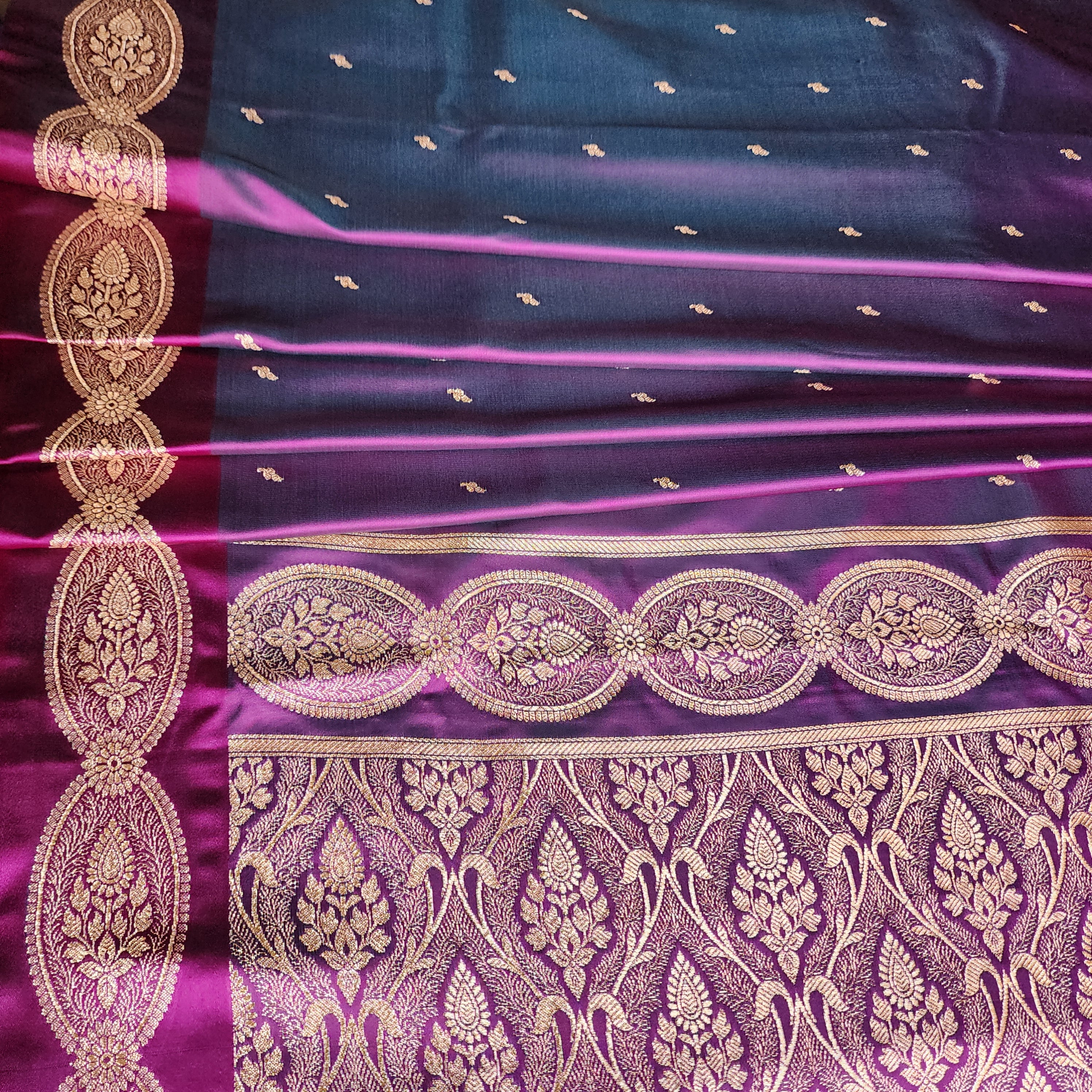 Rich Purple Pure Banarasi Katan Silk Saree with Gold Zari Weaving