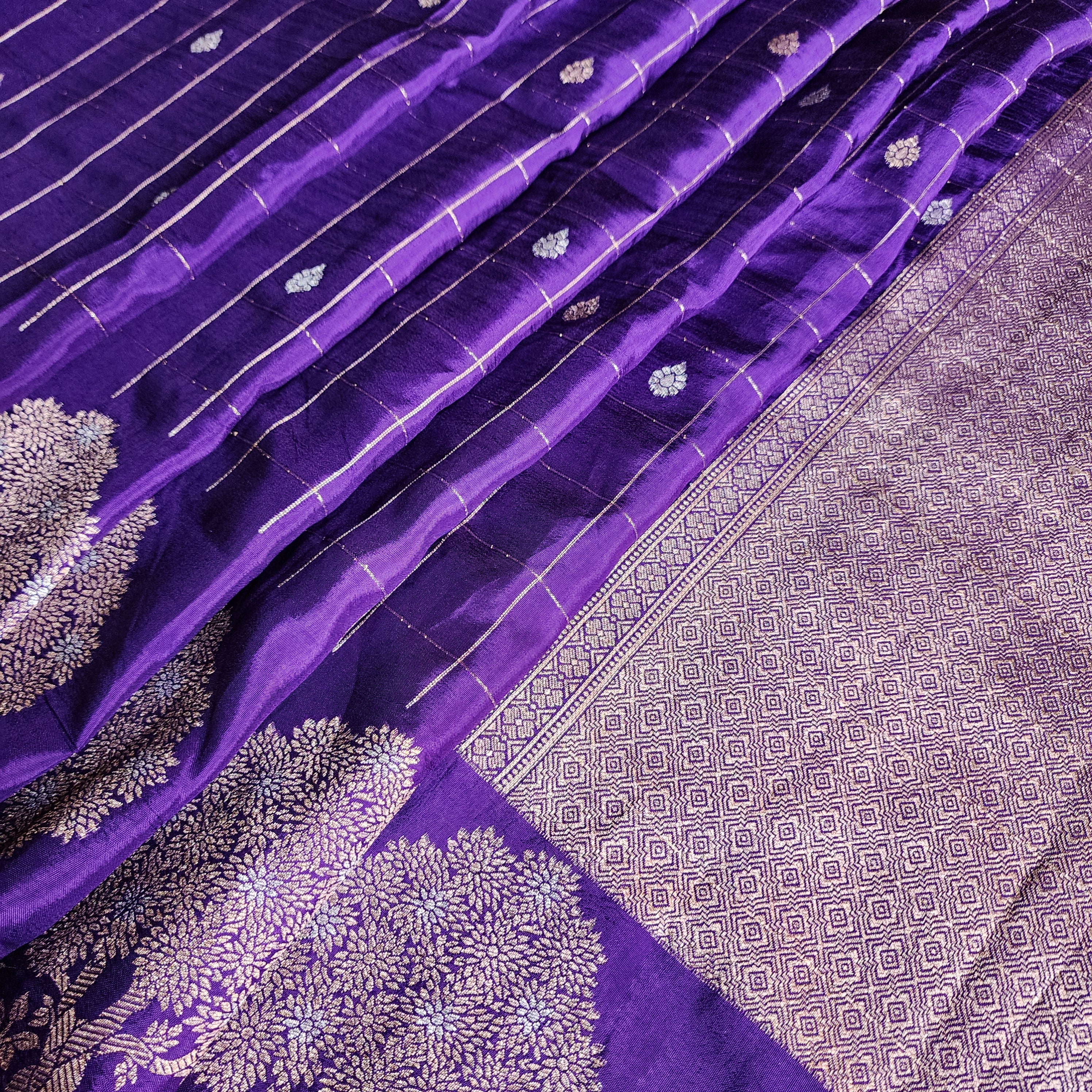 Royal Purple Dupion Silk Saree with Zari Motifs