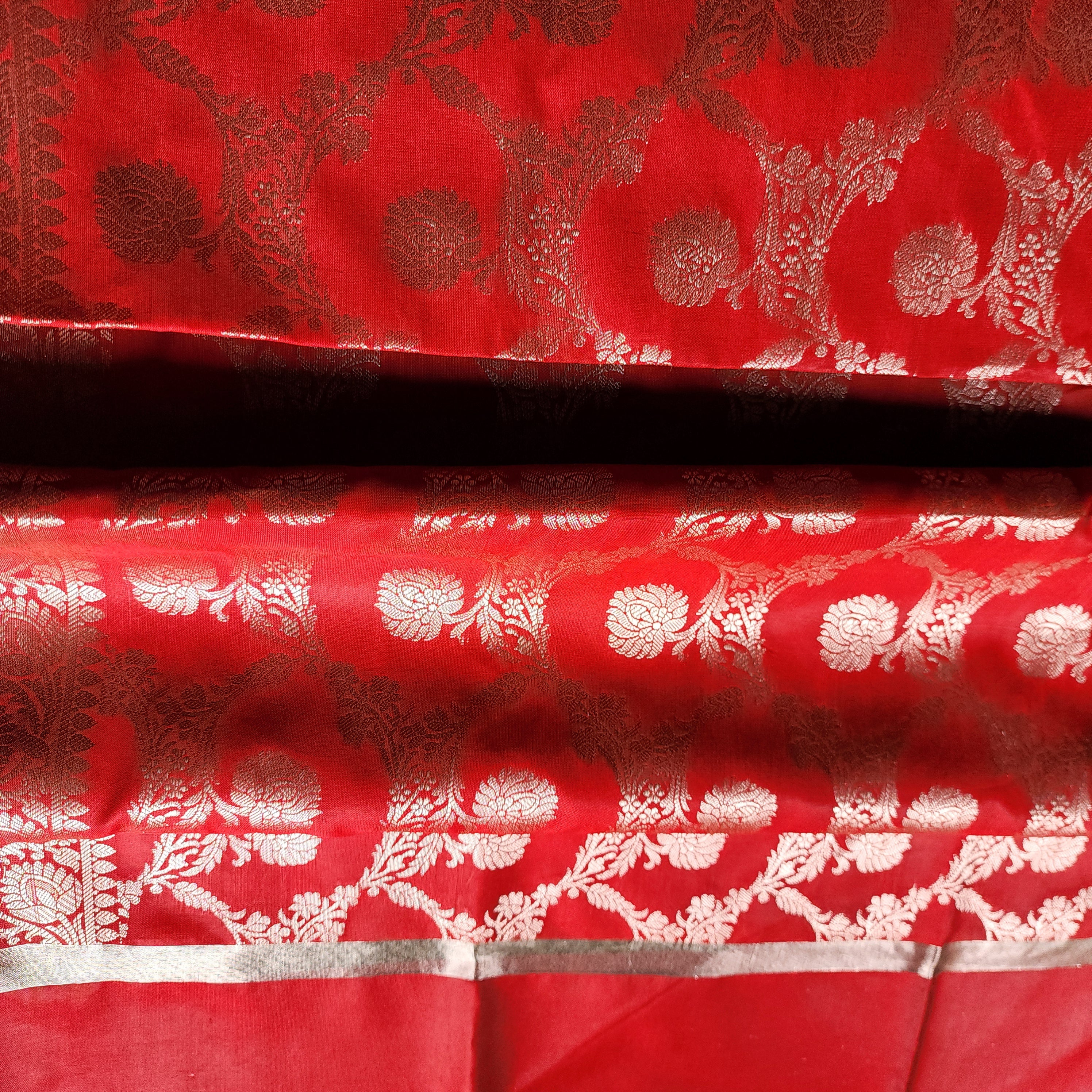 Classic Red Semi Silk Zari Dupatta