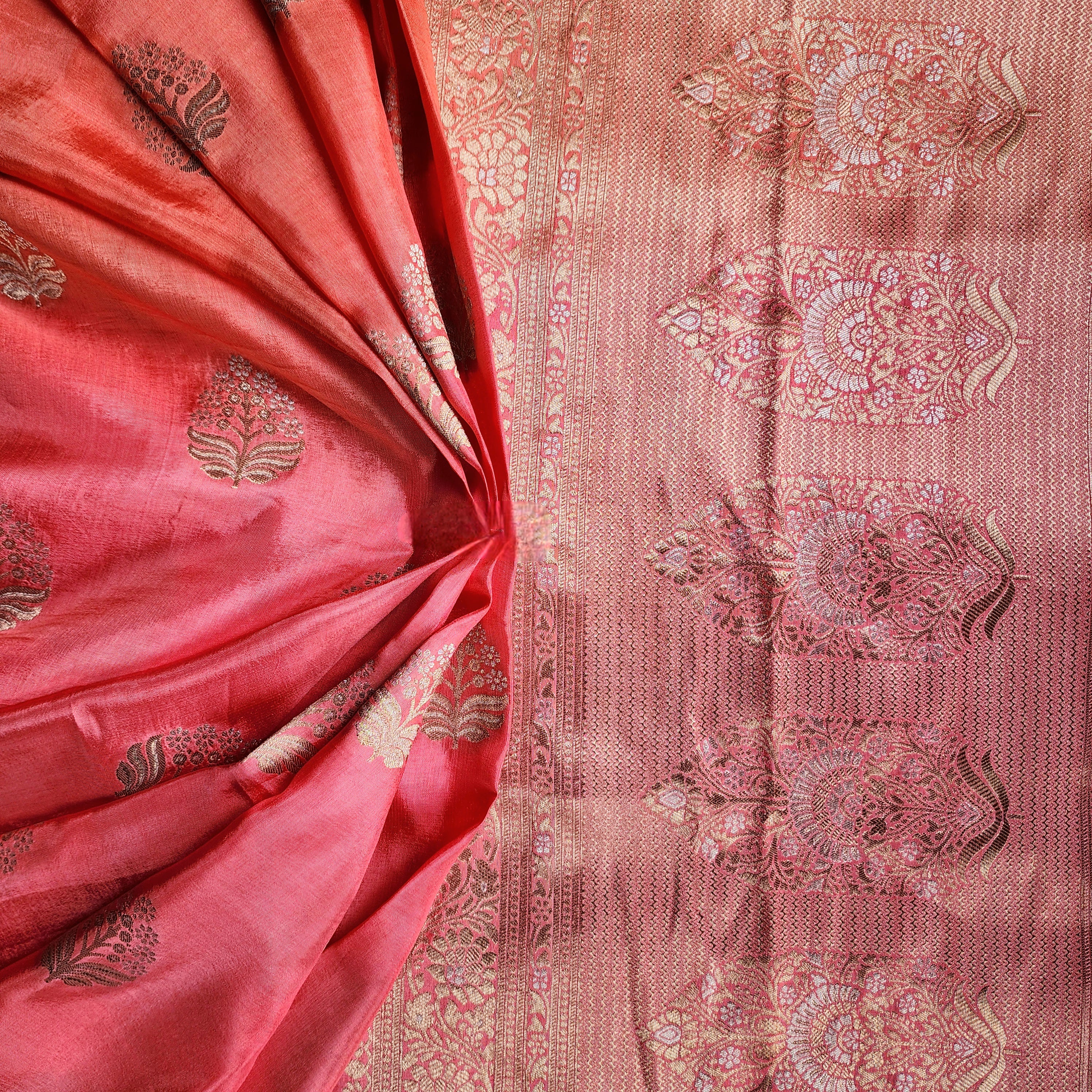 Blush Pink Mashru Katan Silk Saree