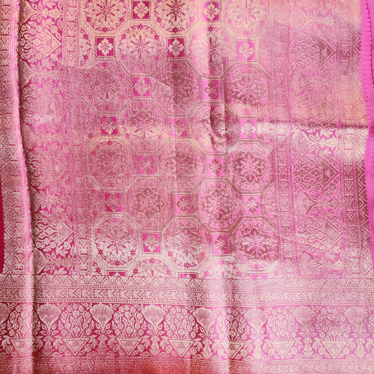 Lilac Pink Mashru Katan Silk Saree