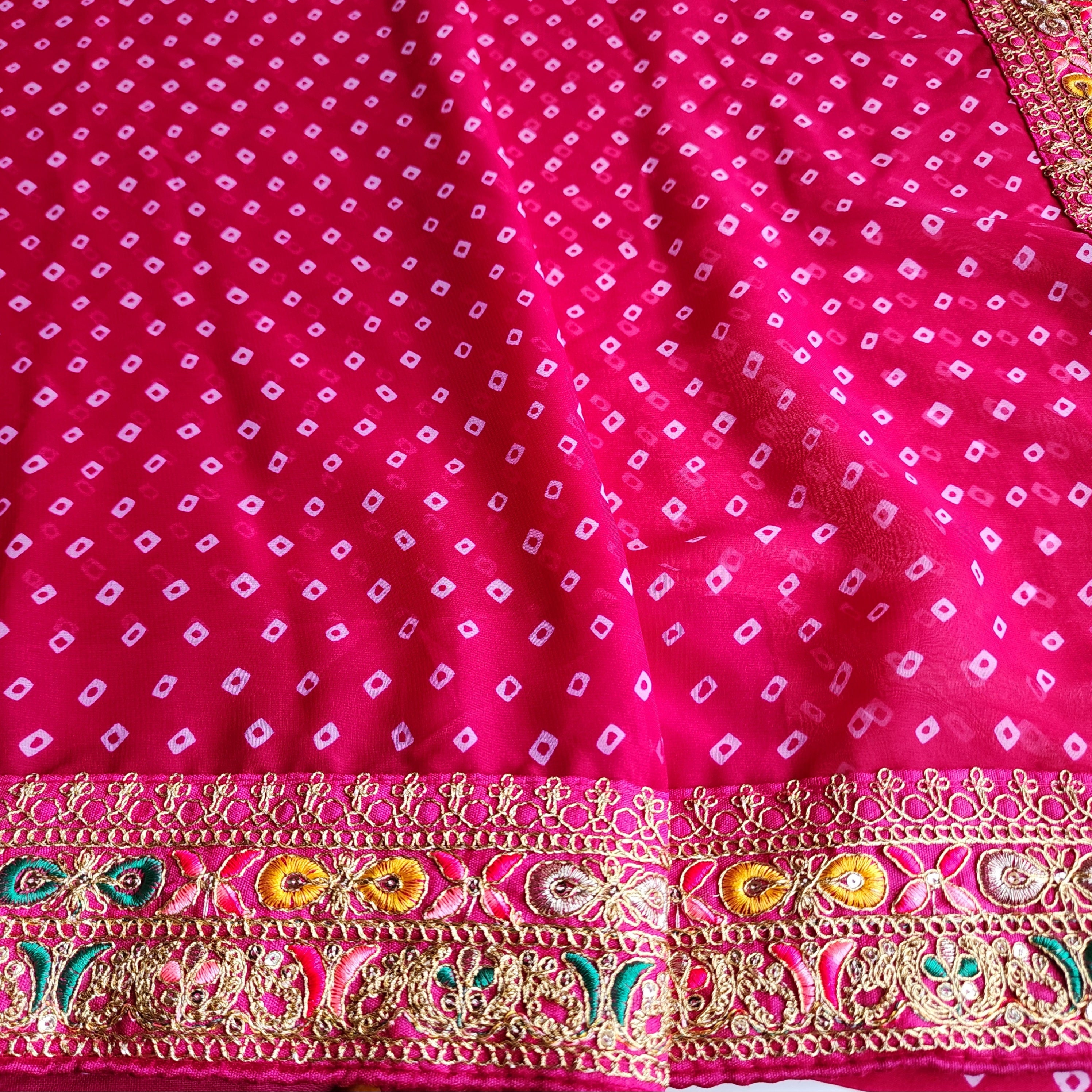 Embroidered Bandhani Designer Saree in Pink