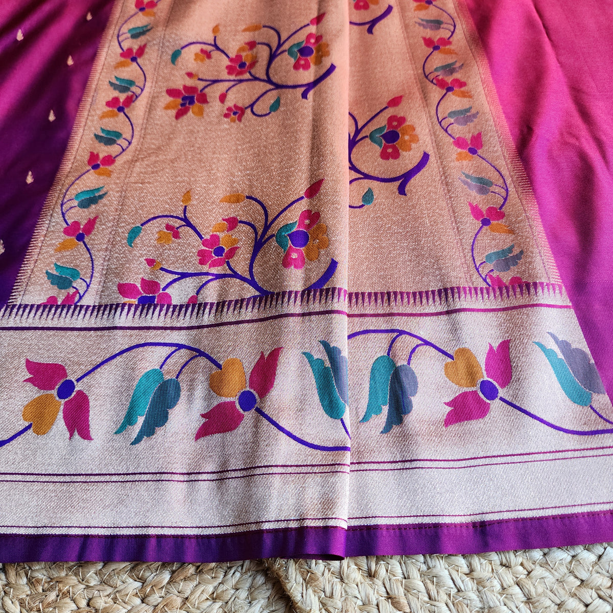 Raahi - Magenta Paithani Silk Saree with Stitched Blouse