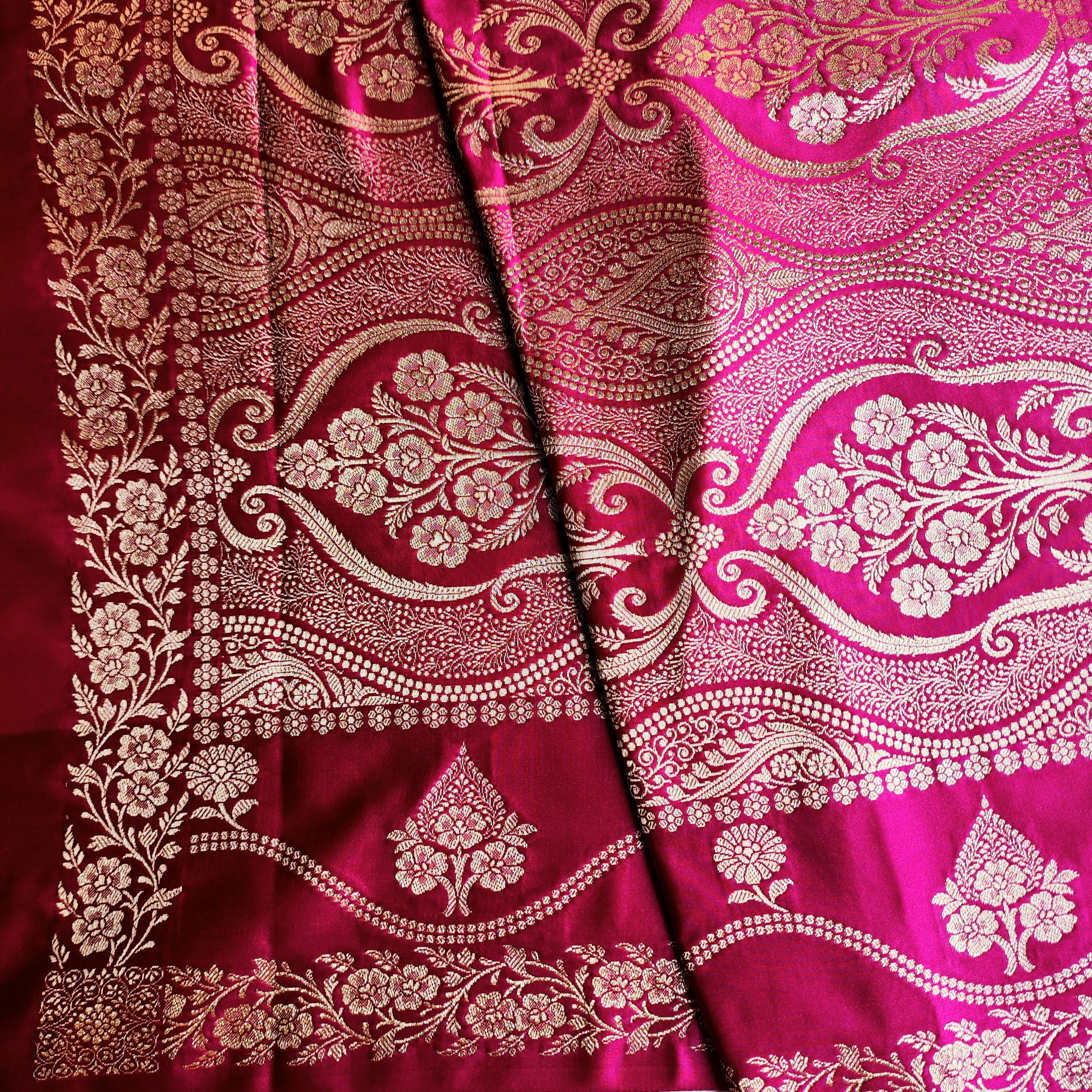 Dual-Tone Pink Pure Banarasi Katan Silk Saree