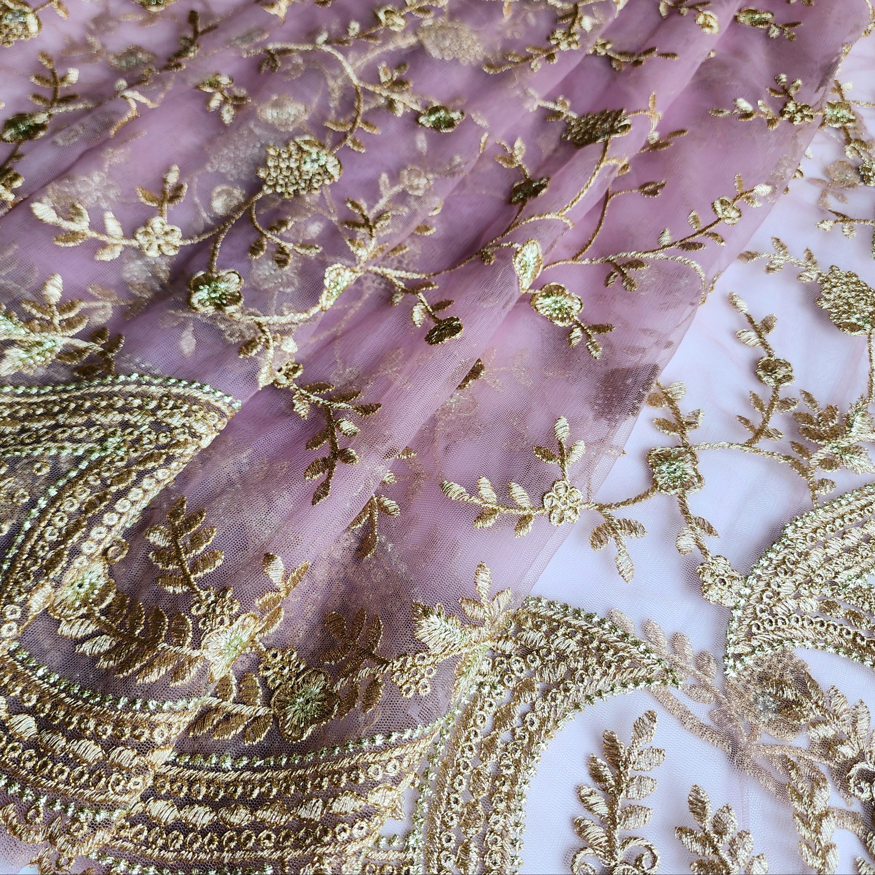 Pink Zardozi Embroidered Embellished Designer Net Saree