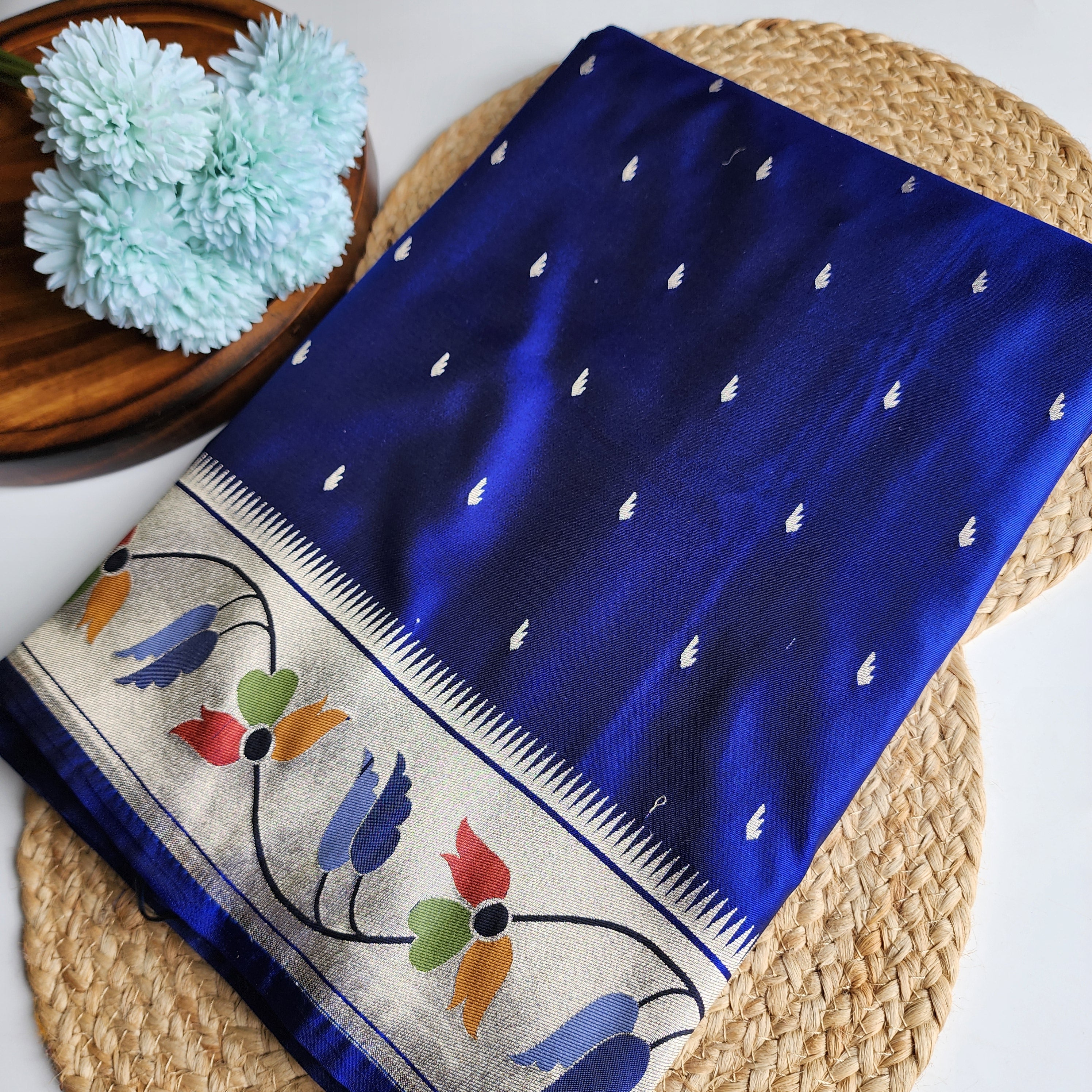 Raahi - Royal Blue Paithani Silk Saree with Stitched Blouse