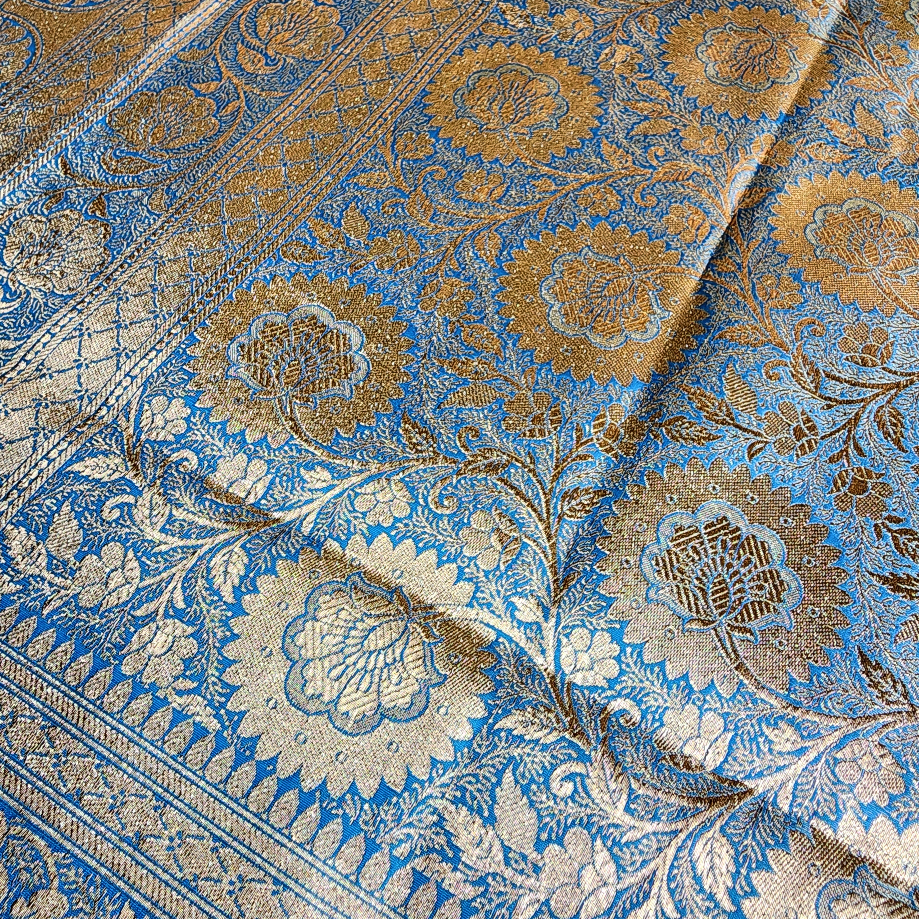 Rich Electric Blue Banarasi Silk Saree with Gold Zari Weaving