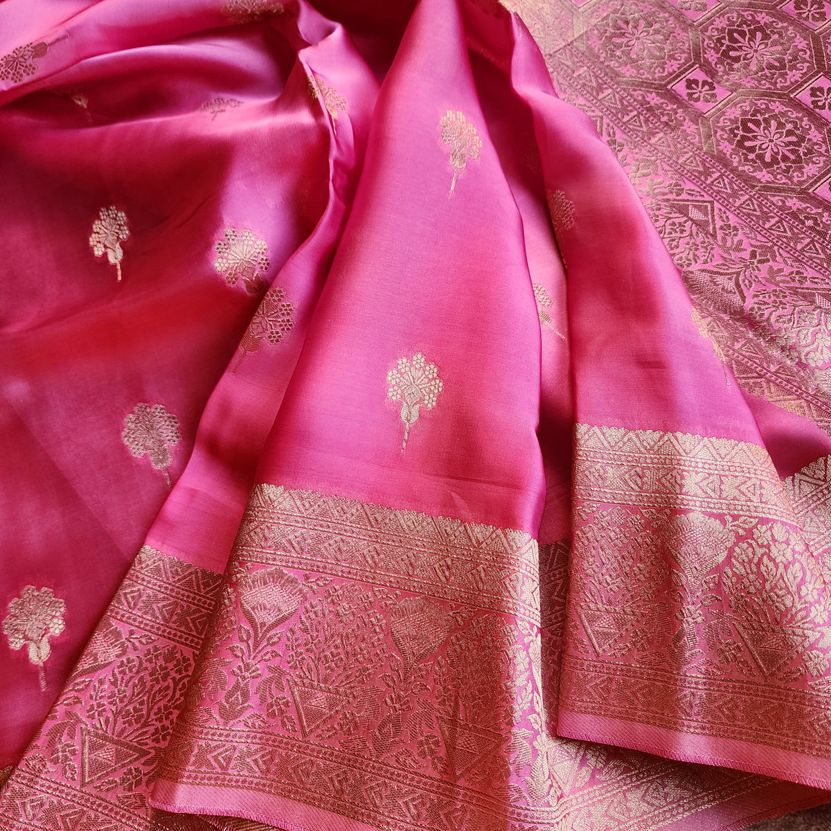 Lilac Pink Mashru Katan Silk Saree