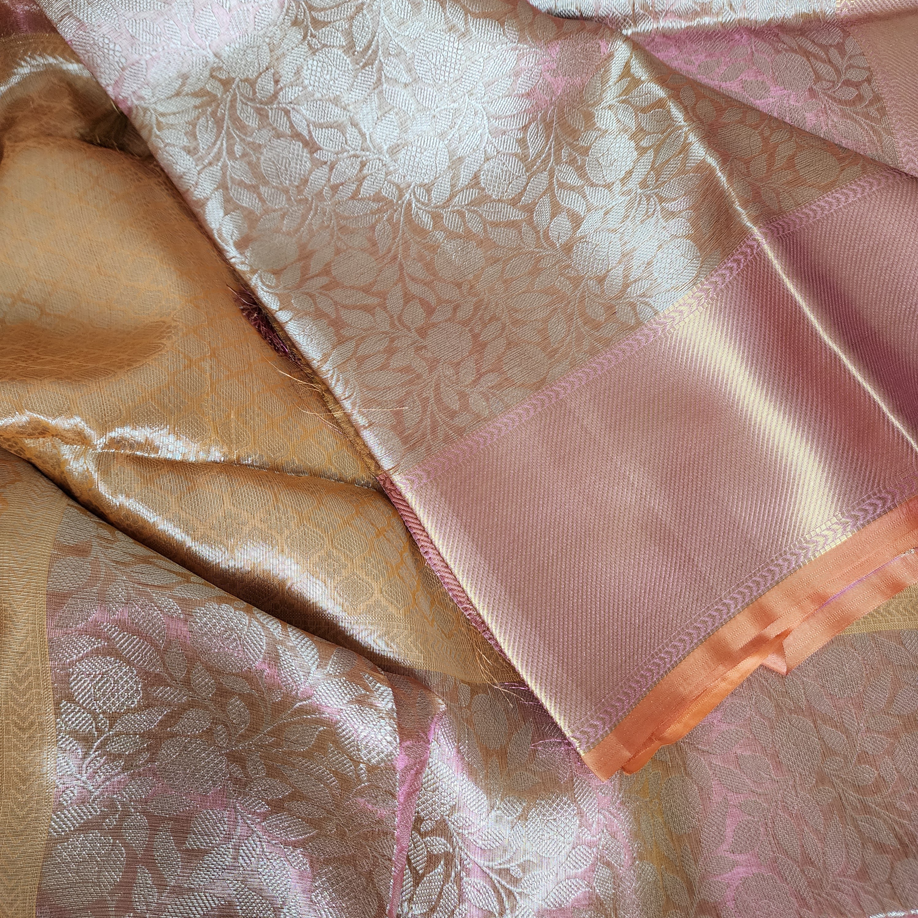 Kanjivaram style tissue Saree |Soft Dual pastel shade